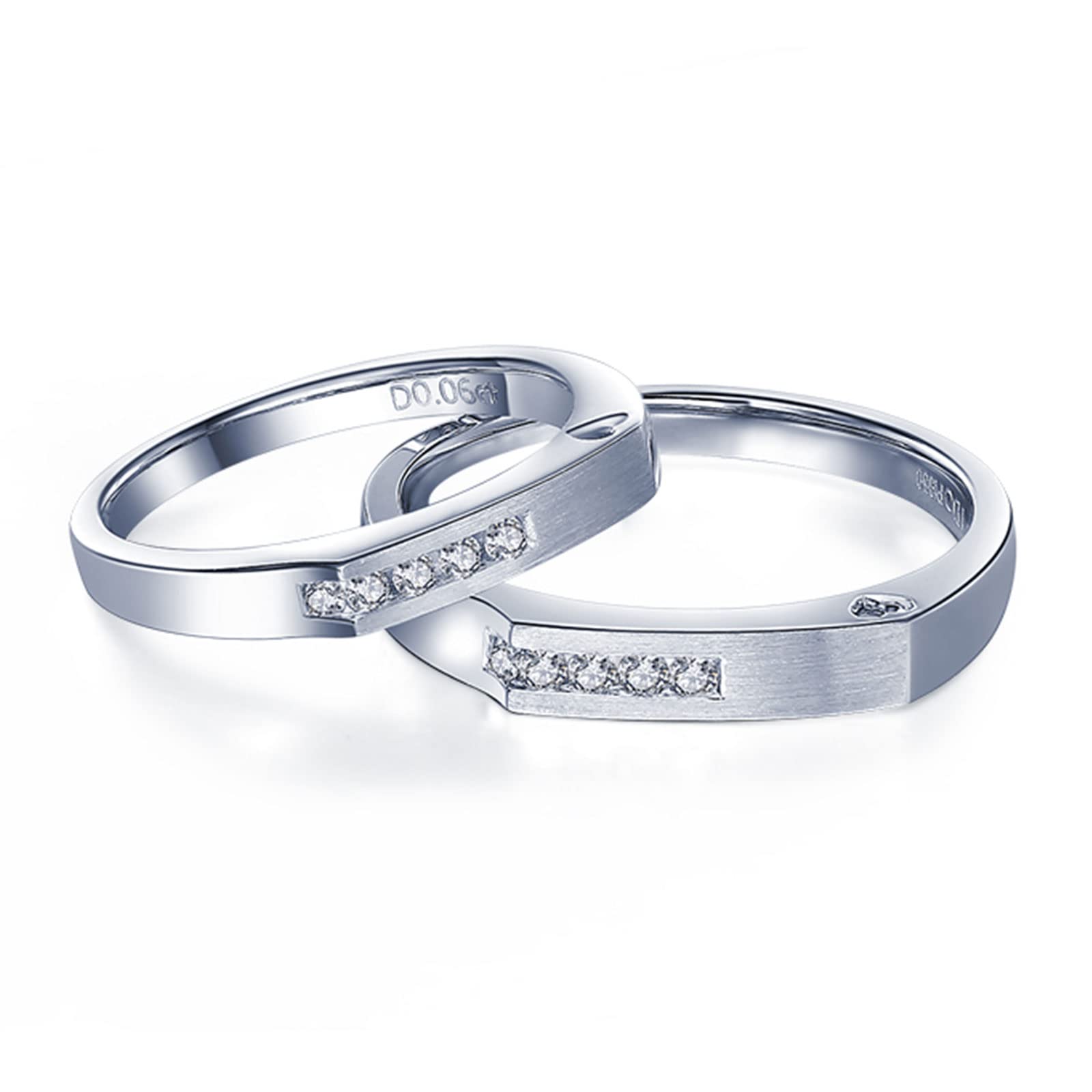 WSX Diamond Matching Couples Rings for Him and Her - Sterling Silver/10K/14K/18K Wedding Promise Rings with Free Engraving, Perfect for Anniversaries, Engagements and Romantic Gifts