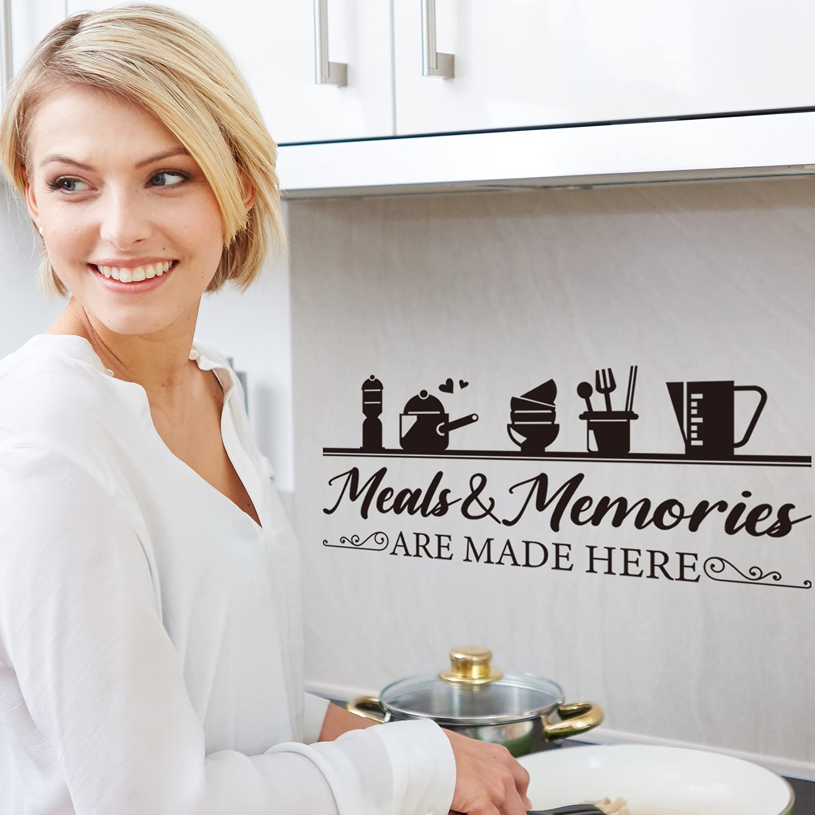 3 Pieces Kitchen Wall Decal Set - Dining Room Rules Vinyl Stickers, Kitchen Utensil Wall Art for Home Decor, Perfect for Kitchen and Dining Room Decoration