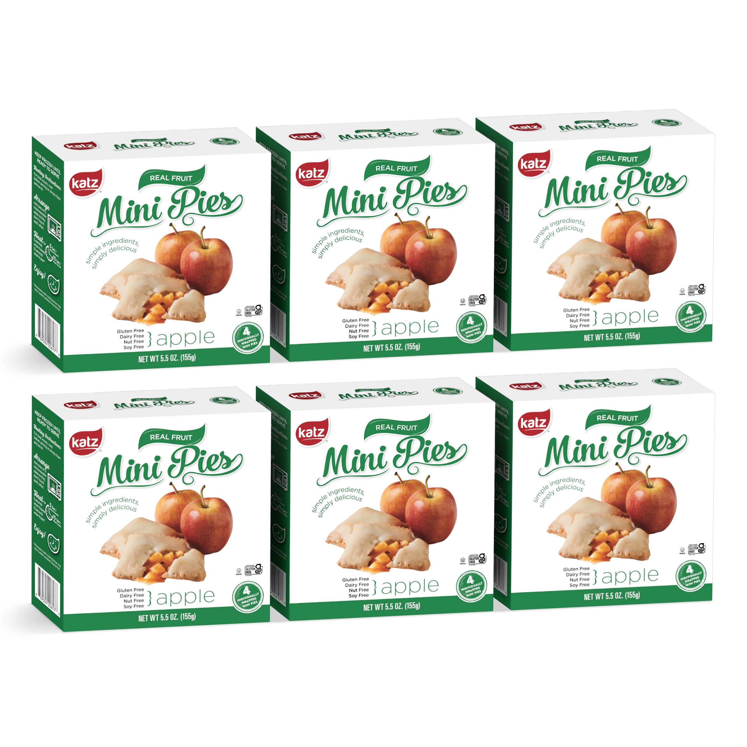 Katz Gluten Free Apple Mini Pies - 6 Packs of 4 (24 Total) | Dairy Free, Nut Free, Soy Free, Kosher Certified | Perfect for Snacks, School Lunches & Allergy-Friendly Desserts