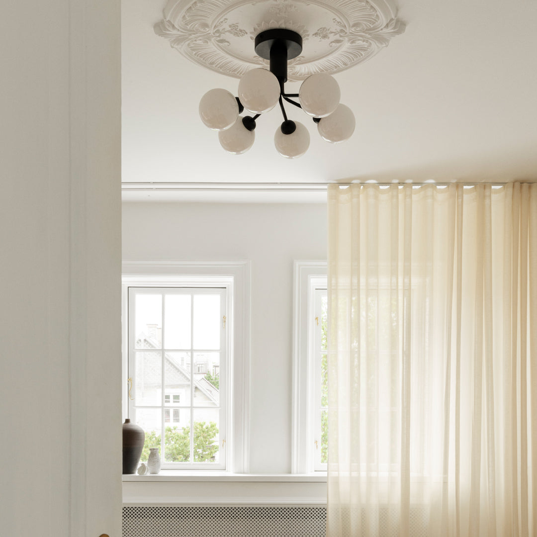 Apiales 6-Light Modern Ceiling Fixture - Brushed Nickel Finish, Dimmable LED Chandelier for Dining Room, Bedroom, or Living Room Lighting