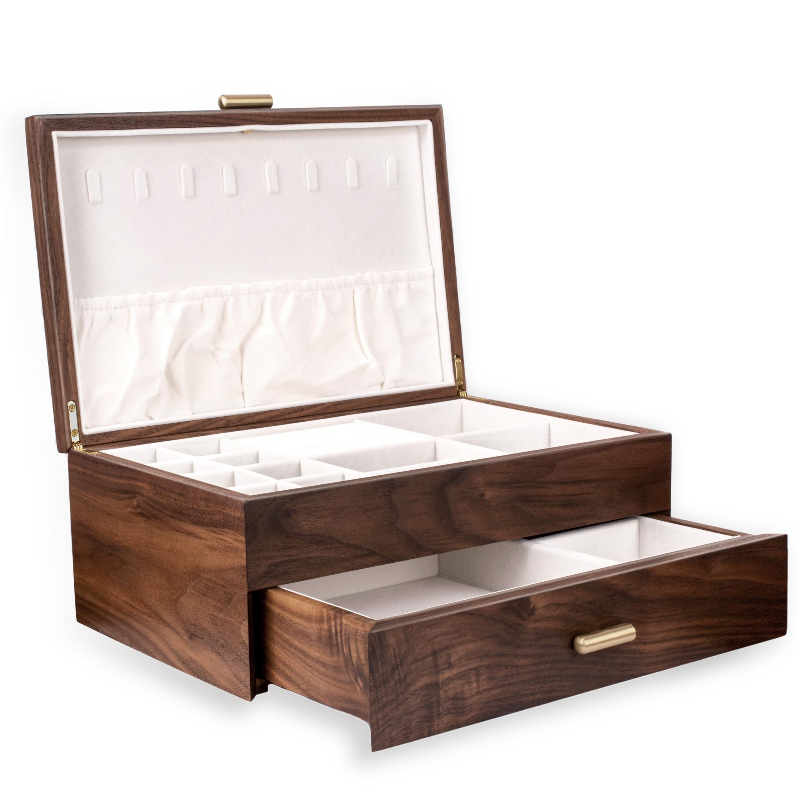 Luxury Solid Wood Jewelry Box for Women - Vintage Handmade Necklace Bracelet Watch Display Organizer - Double Layer Wedding Birthday Anniversary Gift - Perfect for Home Decor, Travel & Jewelry Storage