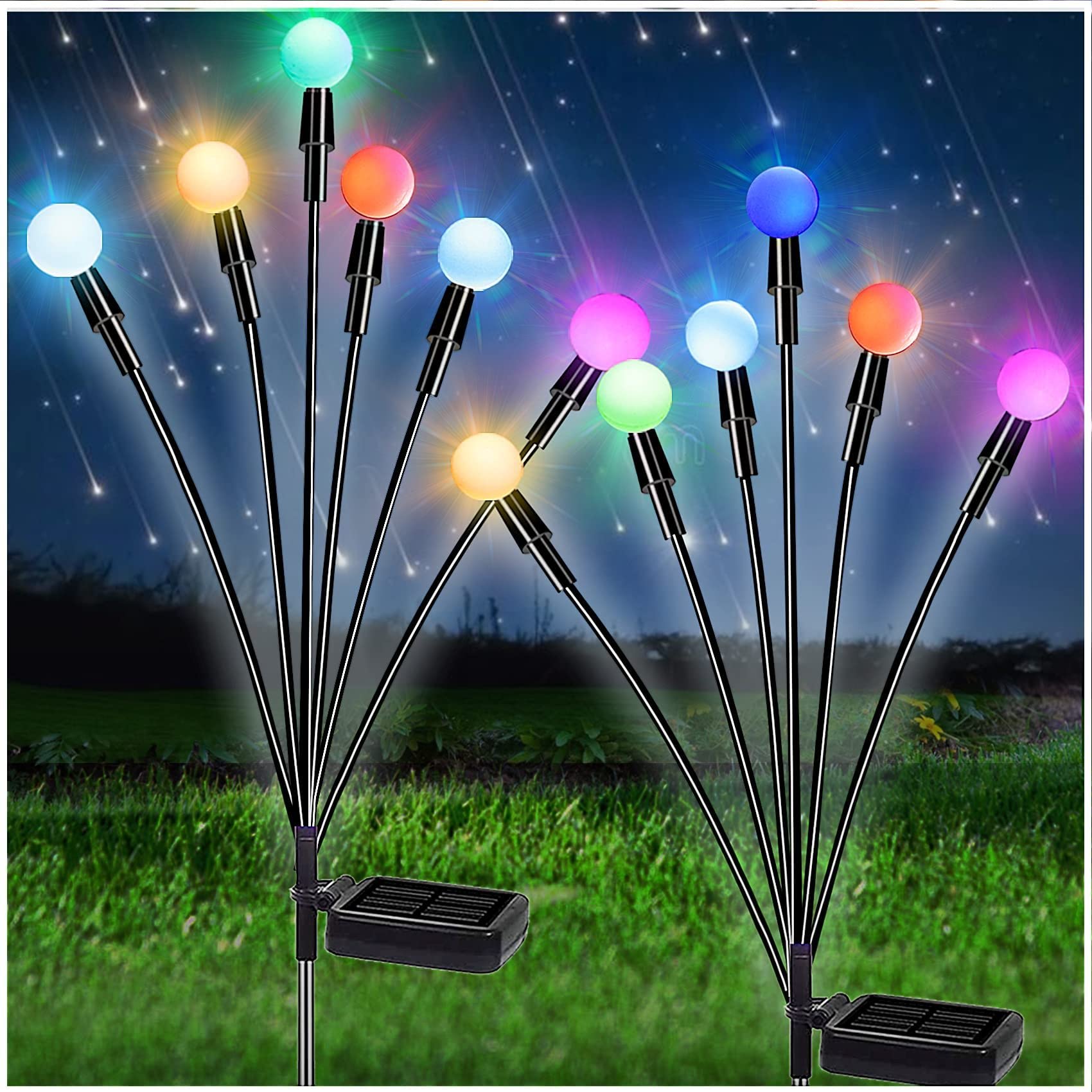Solar Garden Lights - 2 Pack Color Changing LED for Outdoor Pathway & Yard