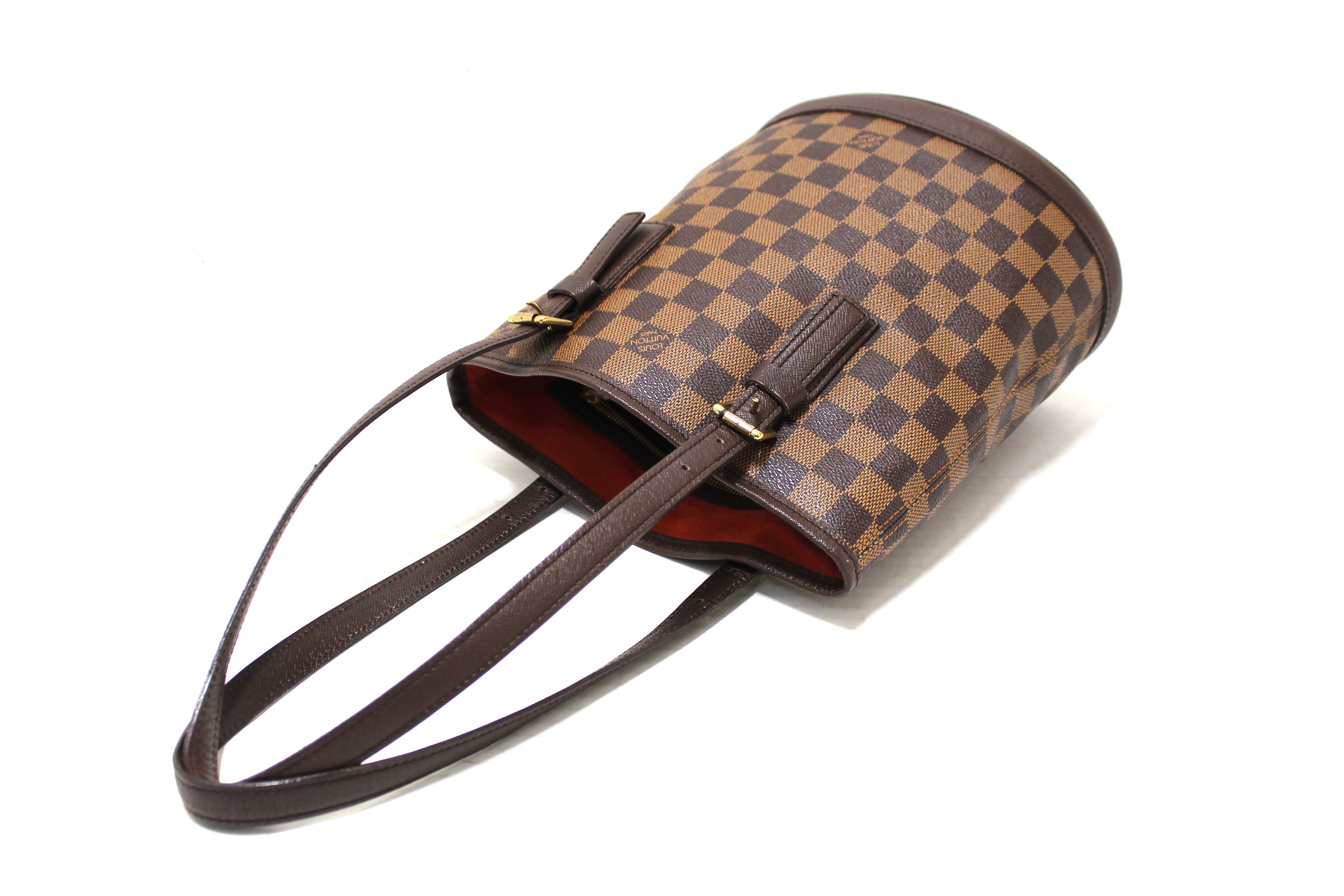 Authentic Louis Vuitton Damier Ebene Bucket PM Shoulder Bag - Luxury Handbag for Women, Fashion Crossbody Purse for Work, Travel & Everyday Use