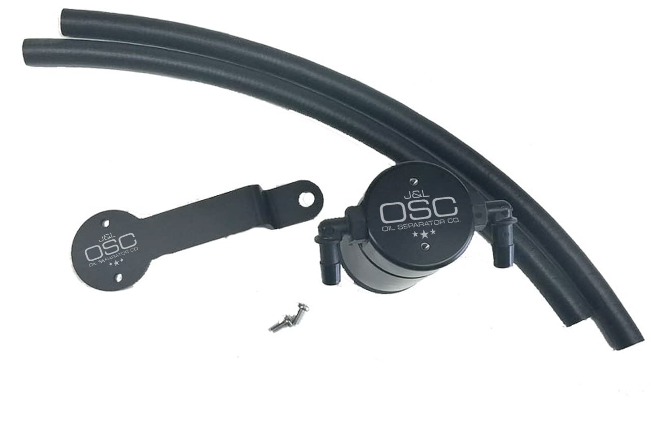 J&L Oil Separator 3.0 - Compatible with 2013-2018 Ford Fusion 2.0L EB, 2013-2018 Lincoln MKZ 2.0 EB & 2015-2018 Ford Edge 2.0L EB - Passenger Side Black Oil Catch Can - Reduces Engine Carbon Build Up for Better Performance