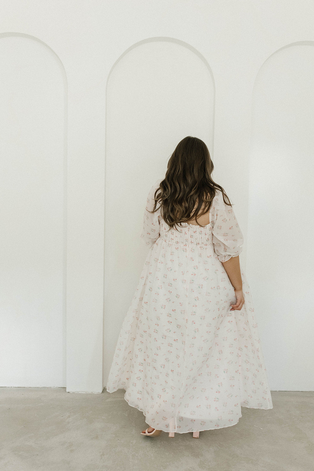 New Mona Maxi Dress with Smocking in Blush Floral - Bump Friendly & Inclusive Sizing (S-3XL) | Perfect for Maternity, Weddings & Summer Vacations