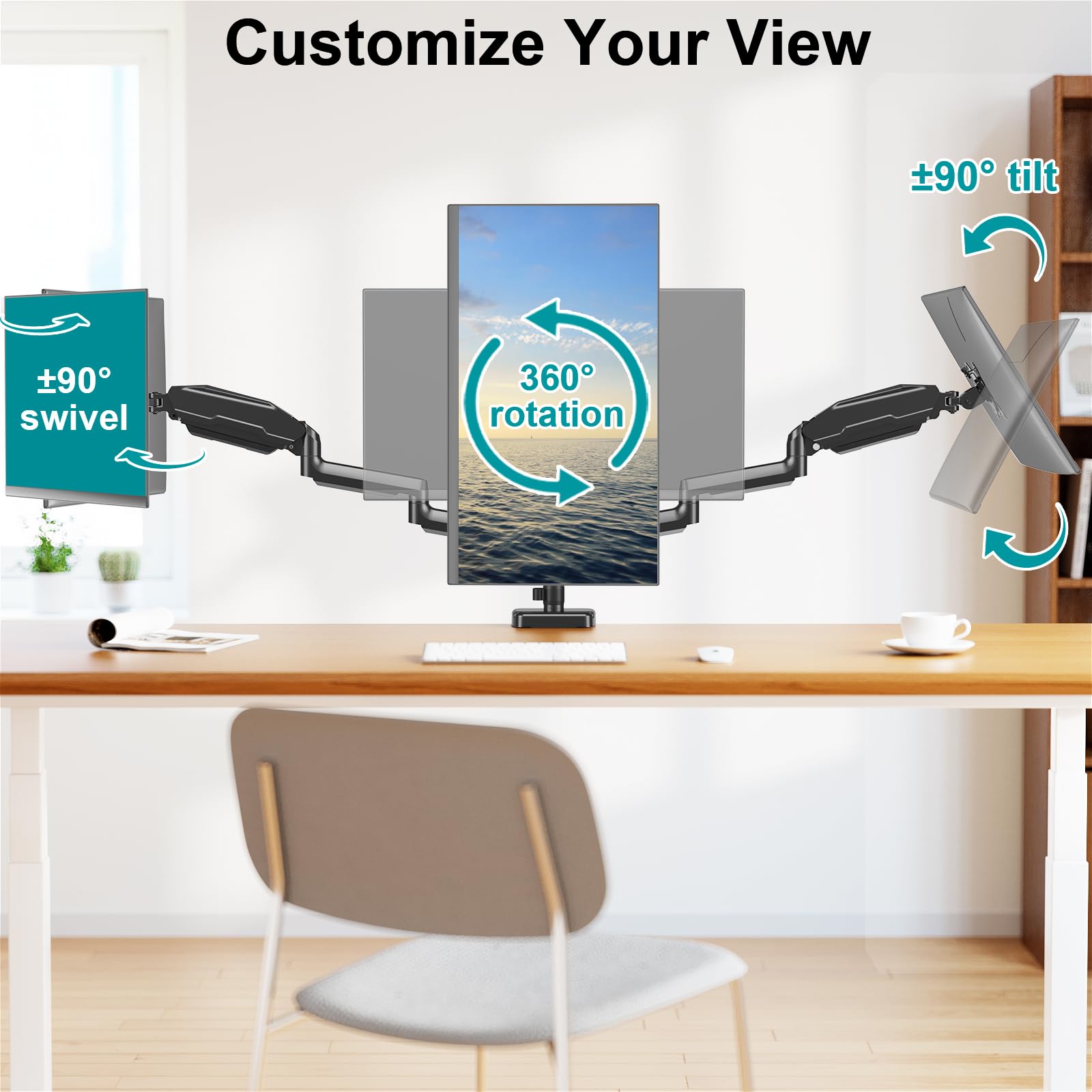 MOUNT PRO Triple Monitor Stand for 13-27 Inch Screens - Adjustable Gas Spring 3 Monitor Desk Mount with Full Motion Articulating Arms, Supports 17.6lbs per Screen (VESA 75x75/100x100) - Perfect for Gaming, Office Work & Multi-Tasking Setup