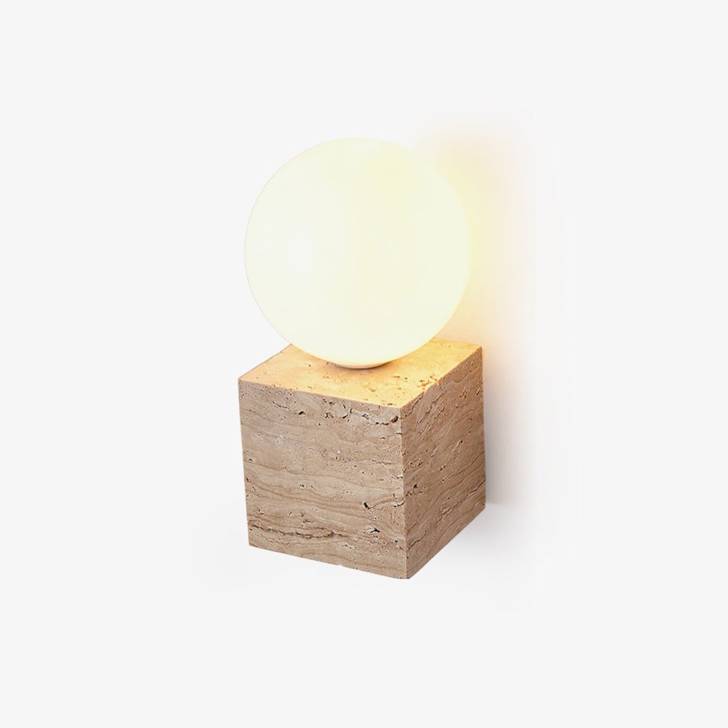 Modern Cube Stone Wall Lamp - Sleek LED Night Light for Bedroom, Living Room & Hallway - Dimmable Ambient Lighting for Home Decor & Relaxation