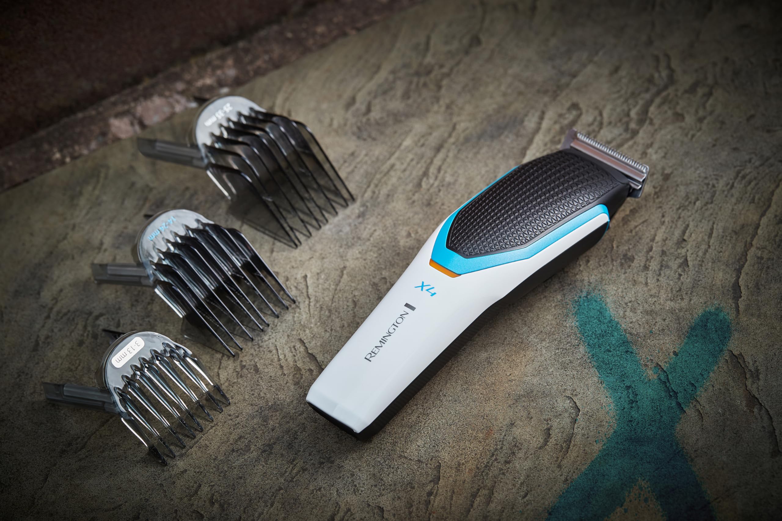 Remington Professional X4 Hair Trimmer with 3 Adjustable Combs (3-35mm) - Japanese Stainless Steel Blades, Cordless & Battery Powered - HC4000 Power X Series - Perfect for Home Haircuts, Beard Trimming & DIY Grooming