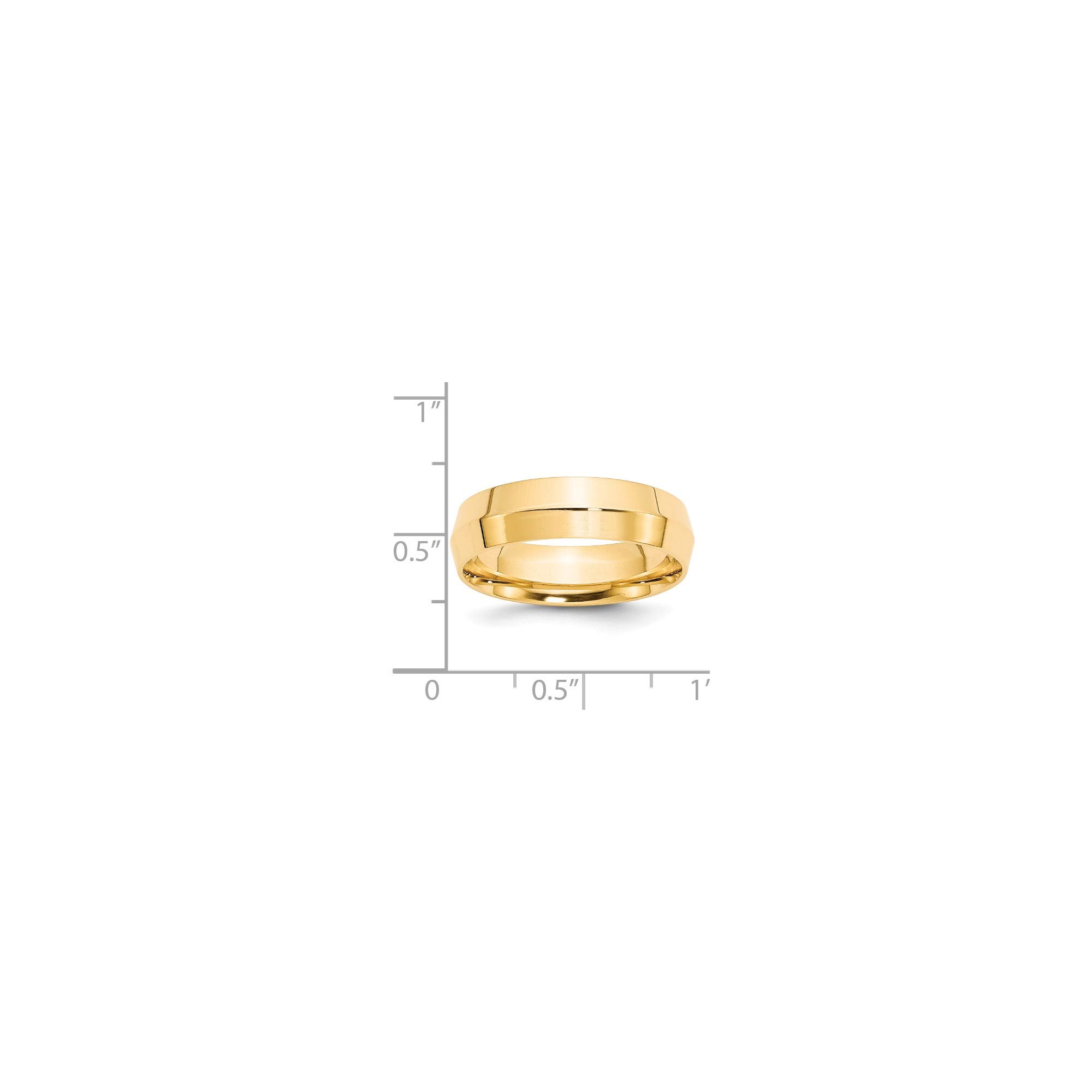 14k Yellow Gold 6mm Knife Edge Comfort Fit Band Ring for Women - Size 6