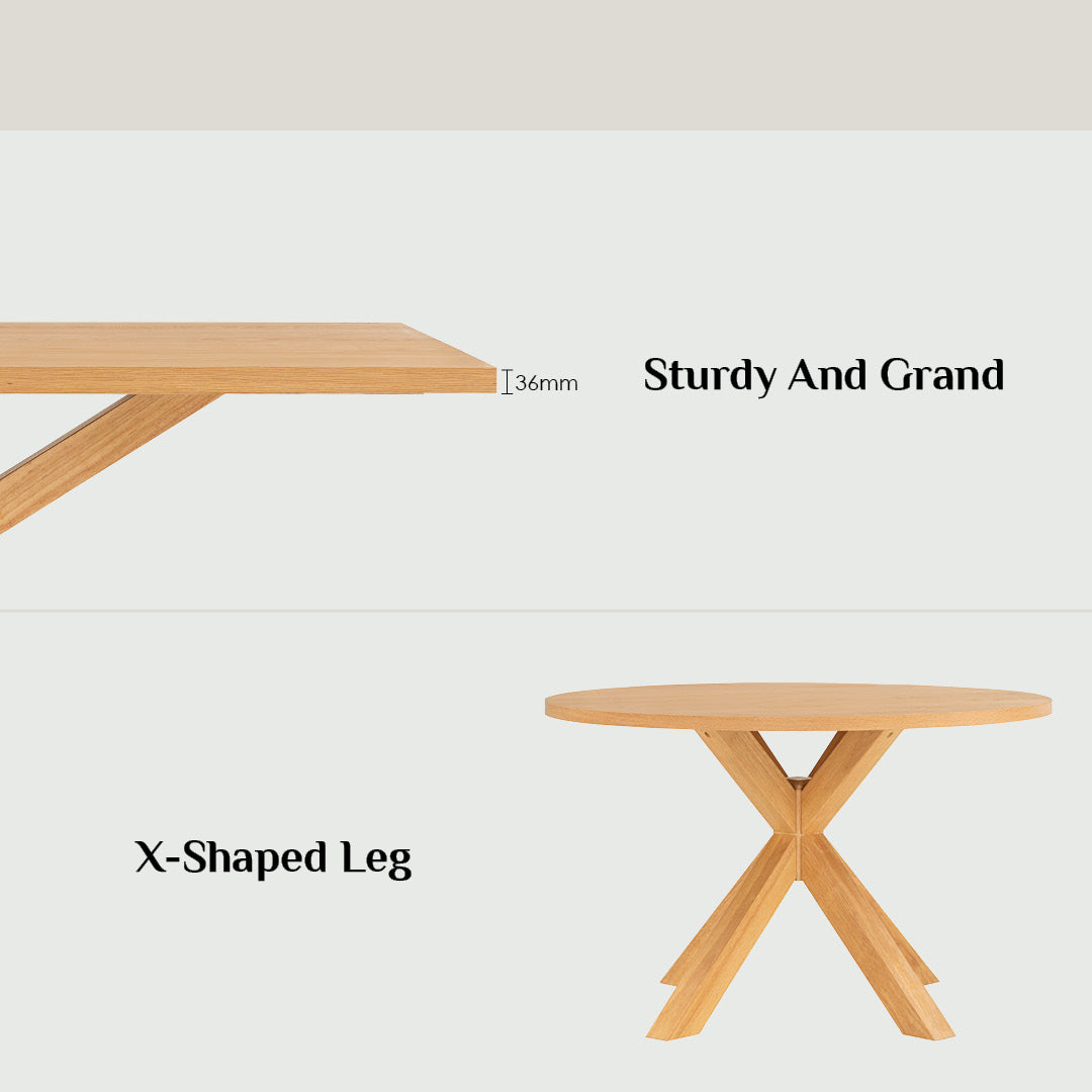Kare 180cm Natural Wood Dining Table - Modern Farmhouse Style for Dining Room, Kitchen, and Family Gatherings