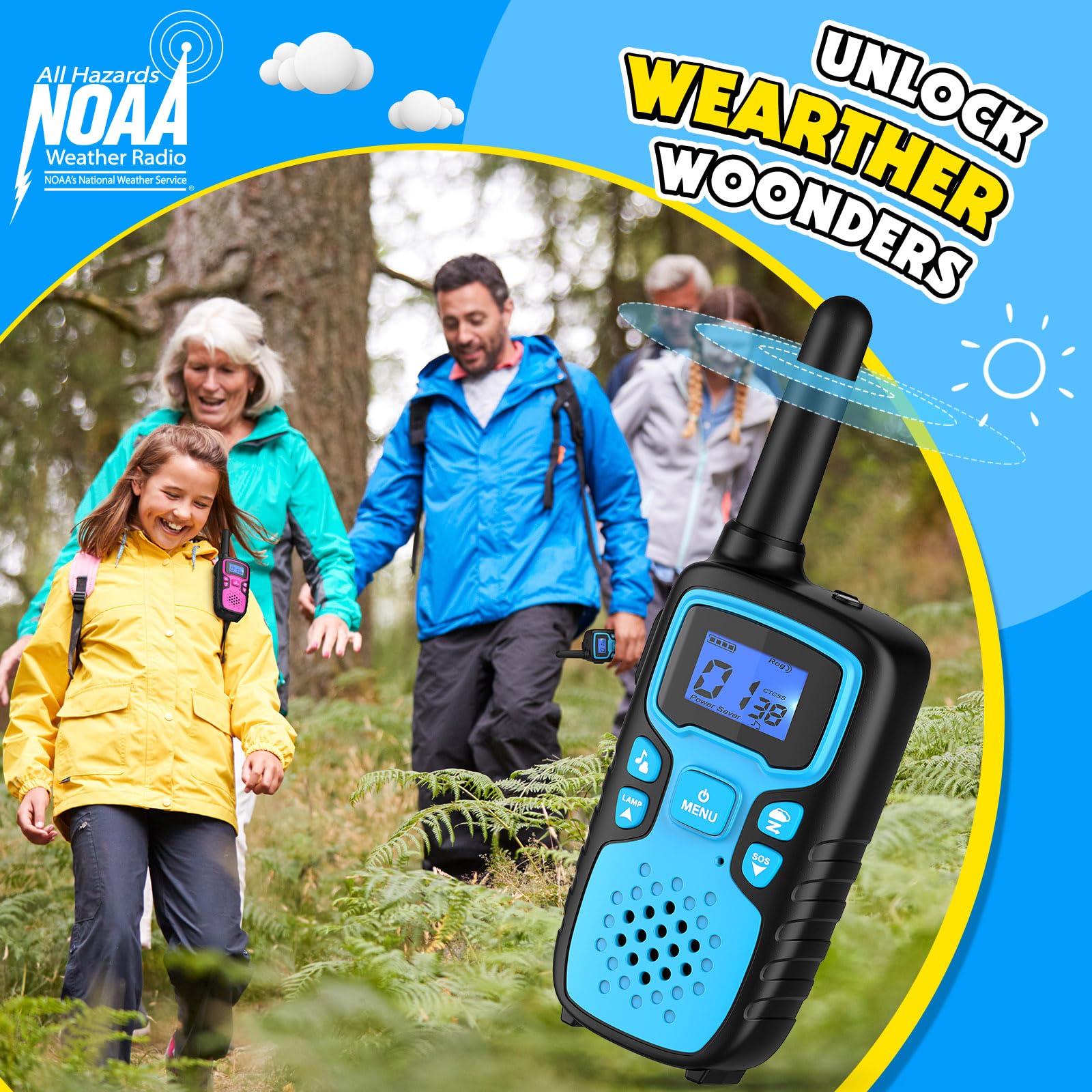 Wishouse 8 Pack Walkie Talkies for Adults and Kids - Long Range Rechargeable Two Way Radios with Clear Sound, Perfect for Family Camping, Hiking, Outdoor Adventures and Emergency Communication