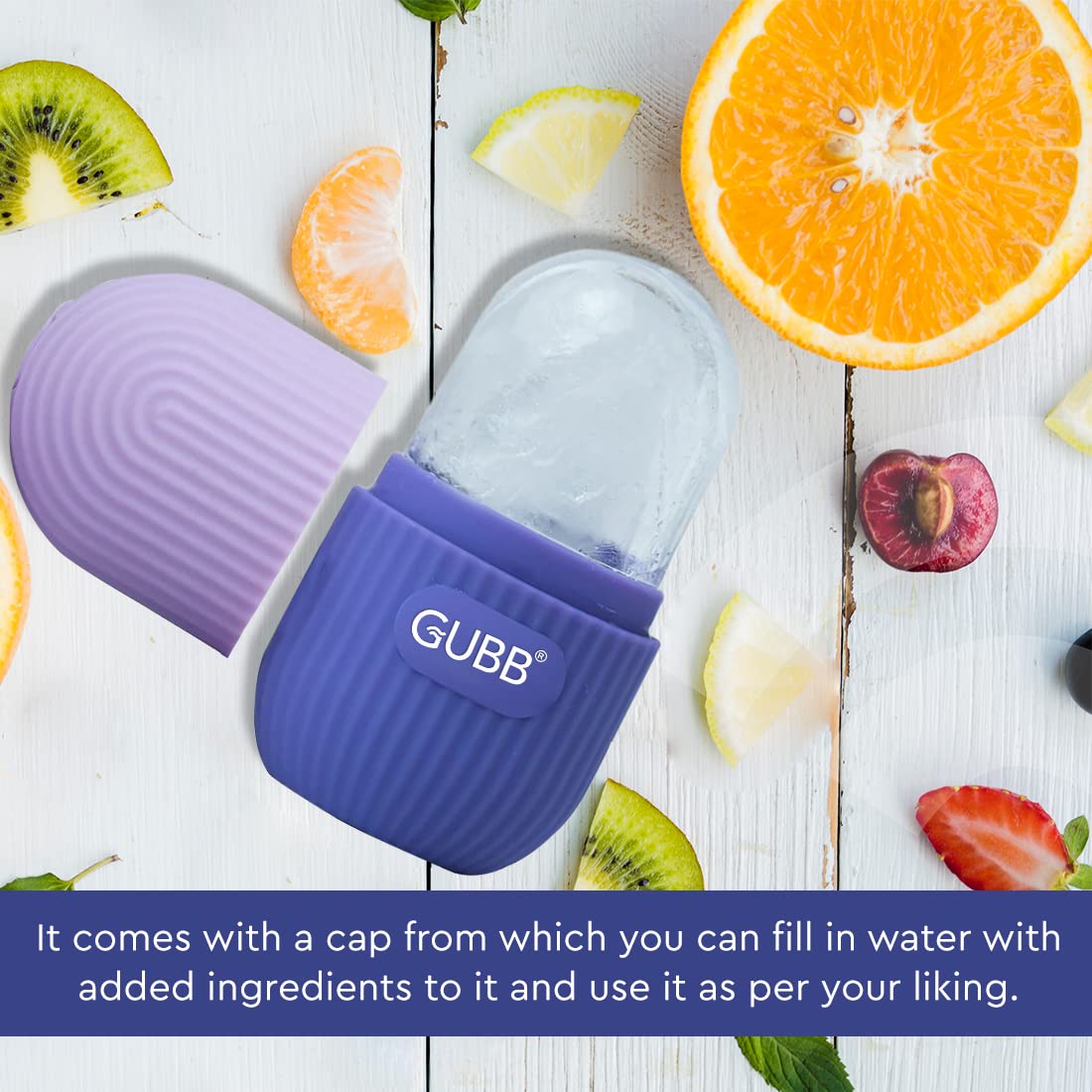 GUBB Ice Roller for Face & Neck Massage - Cooling Facial Roller for Puffy Eyes, Skin Tightening & Glowing Complexion | Reusable Silicone Face Massager for Dark Circles & Inflammation Relief | Perfect for Morning Routine, Post-Workout Recovery & Spa Day (Purple)
