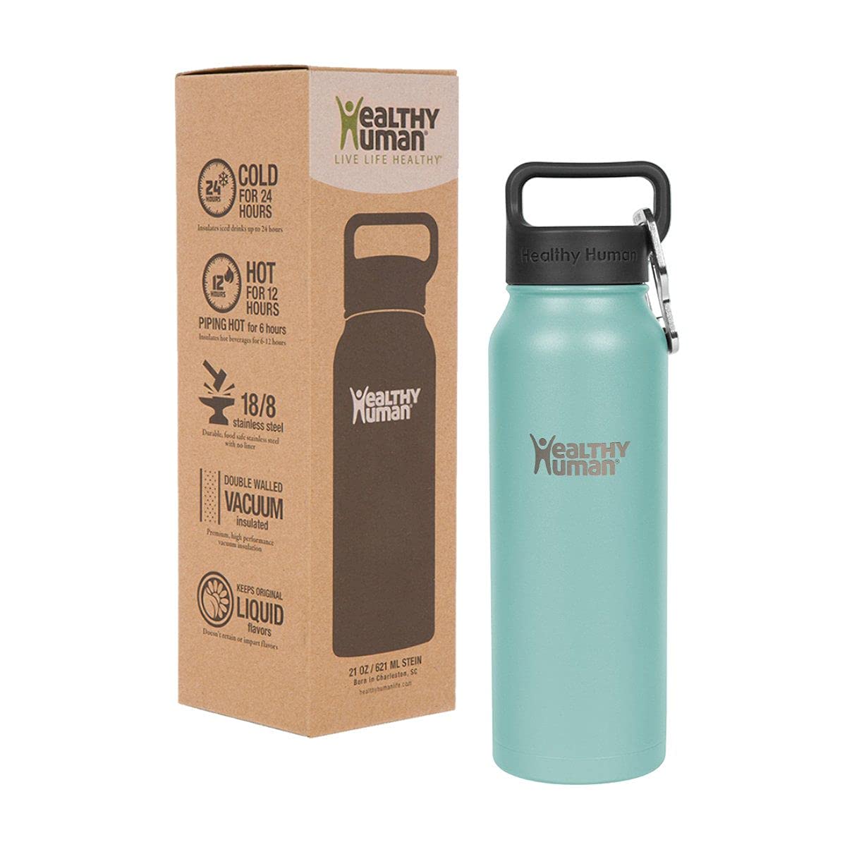 Healthy Human BPA Free Stainless Steel Insulated Water Bottle for Sports, Travel, Gym & Outdoor Adventures