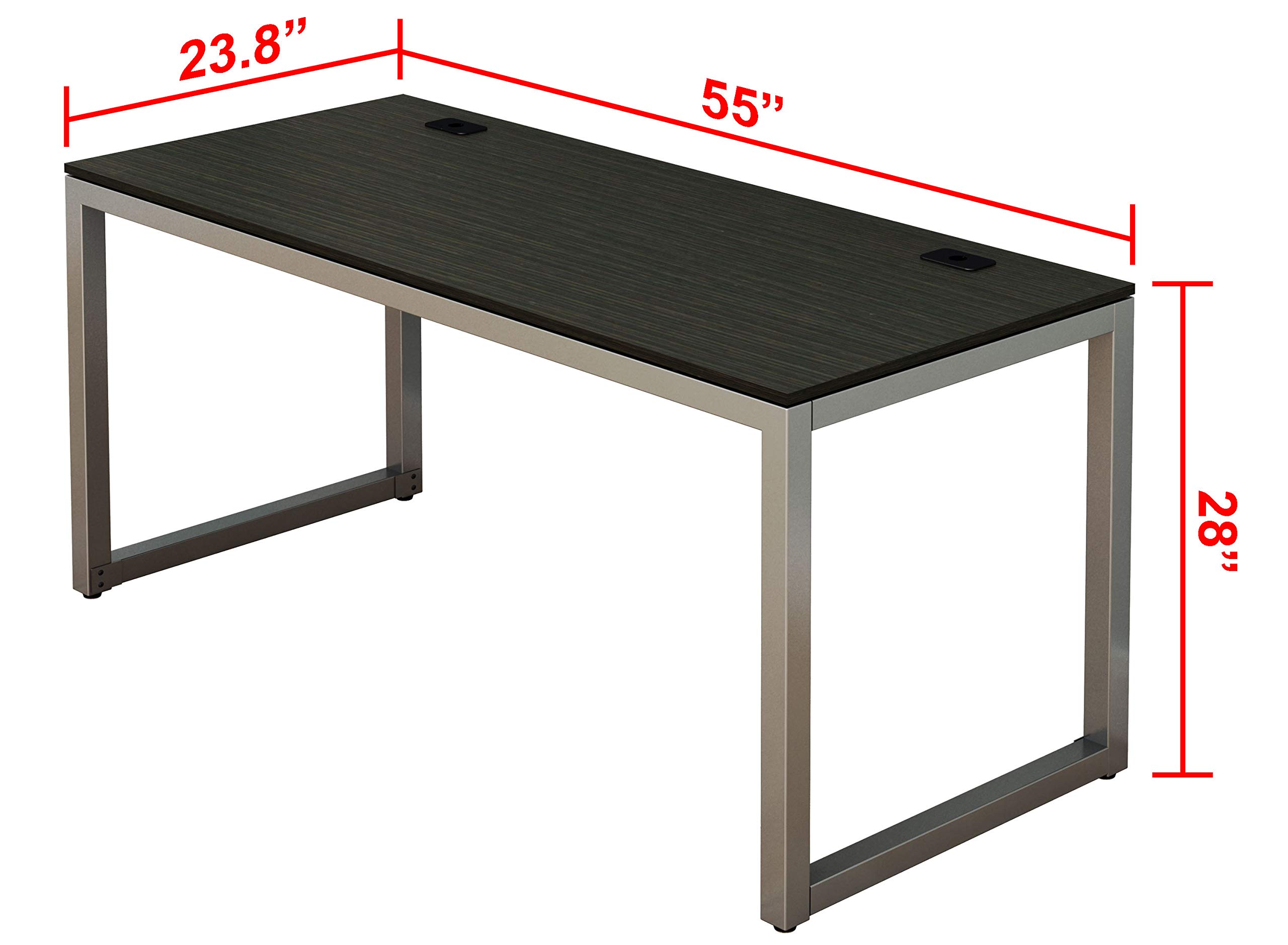 SHW 55-Inch Commercial-Grade Office Computer Desk with Keyboard Tray, Espresso Brown - Perfect for Home Office, Gaming Setup & Workspace Organization