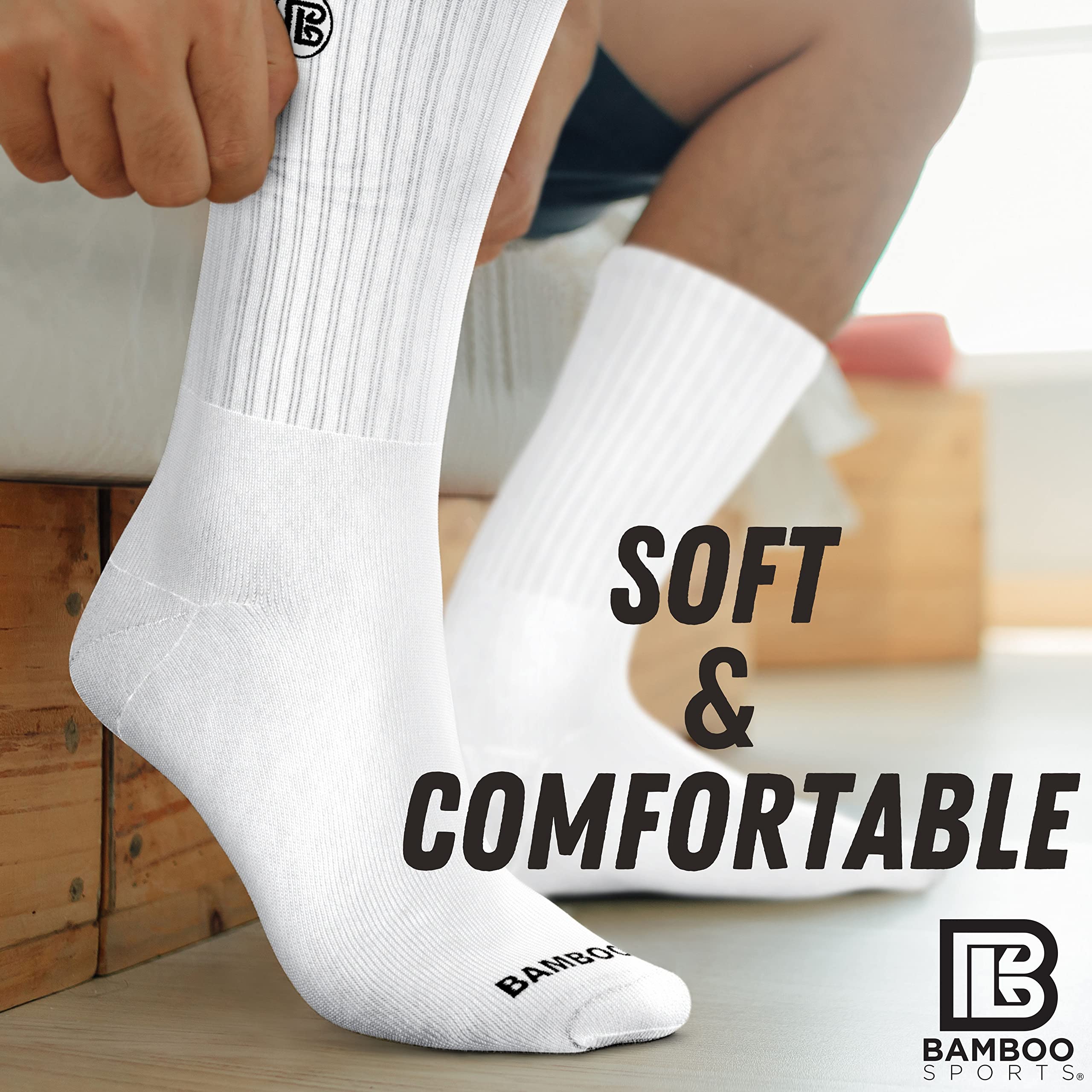 Premium Bamboo Crew Work Socks - Moisture Wicking, Odor Eliminating, Breathable & Comfortable - Ideal for Sports, Hiking & Outdoor Activities
