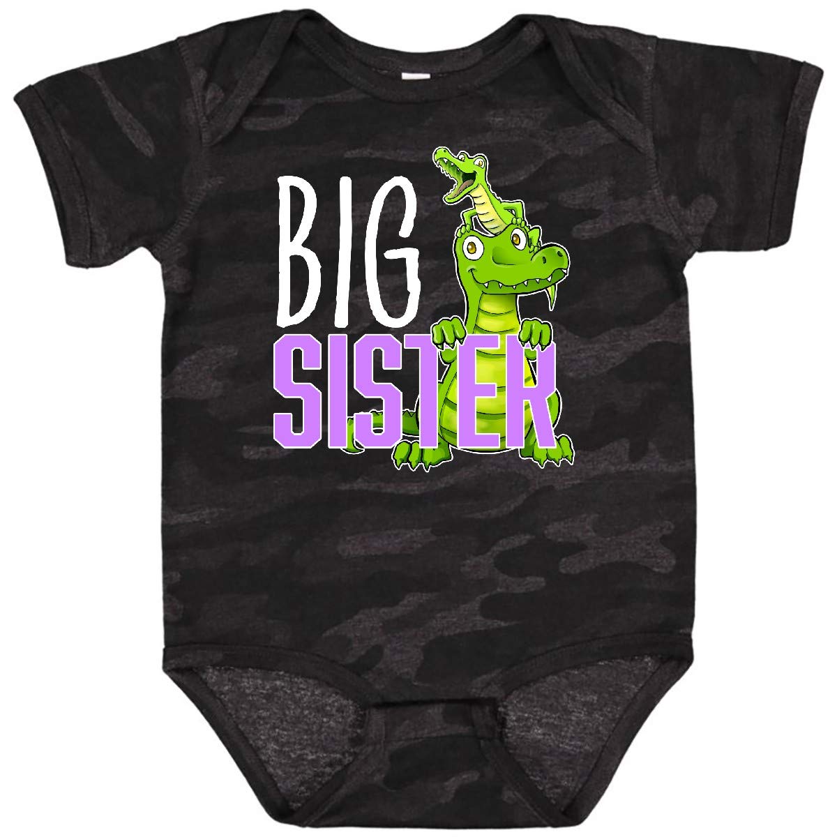 Inktastic Big Sister with Cute Alligators Baby Bodysuit - Soft Cotton Onesie for Newborn & Infant - Perfect Sibling Gift & Photo Outfit for Family Moments