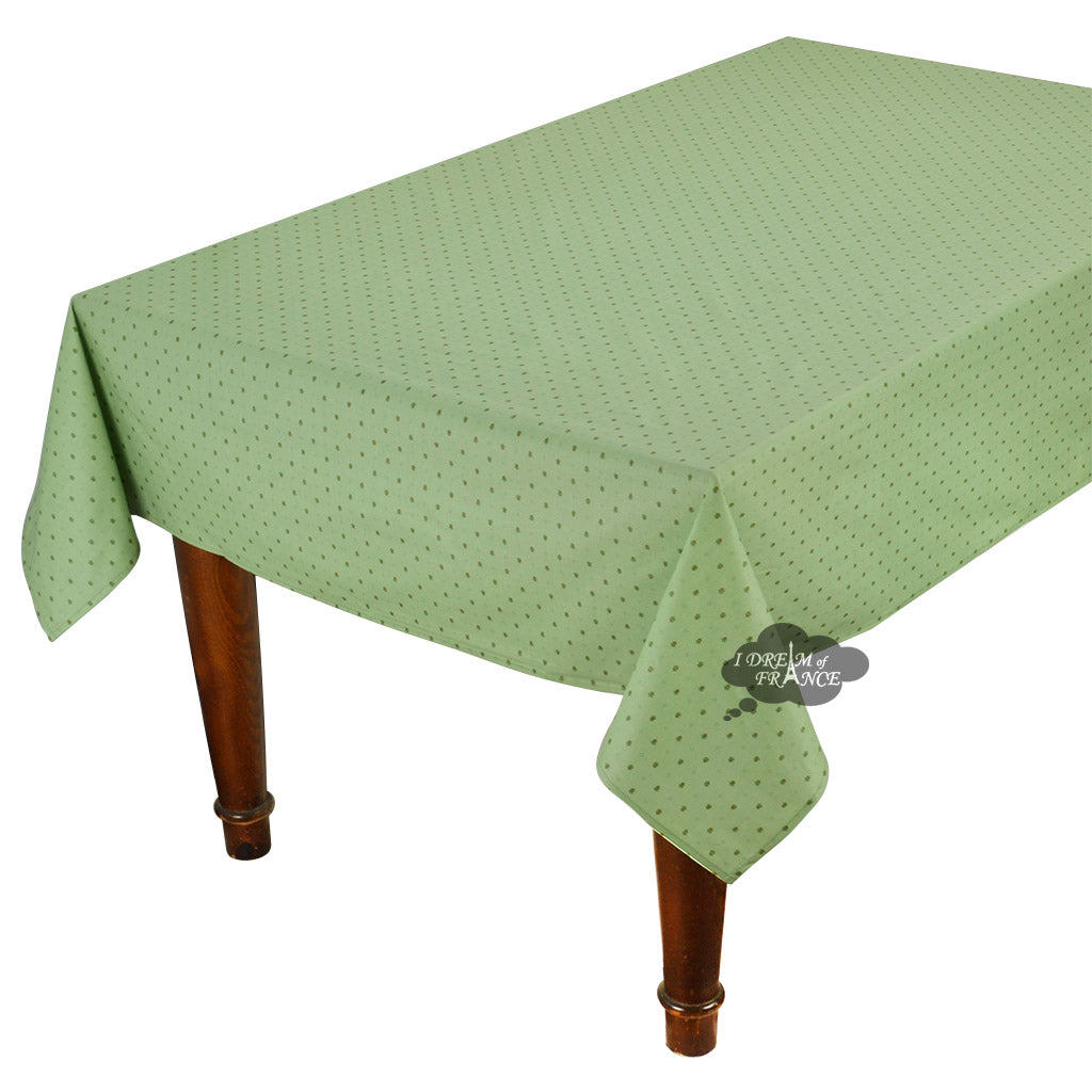60x96 Inch Rectangular Calisson Green Acrylic Coated Cotton Tablecloth - Waterproof & Wrinkle-Resistant Dining Table Cover by Tissus Toselli - Perfect for Restaurants, Weddings, and Home Decor