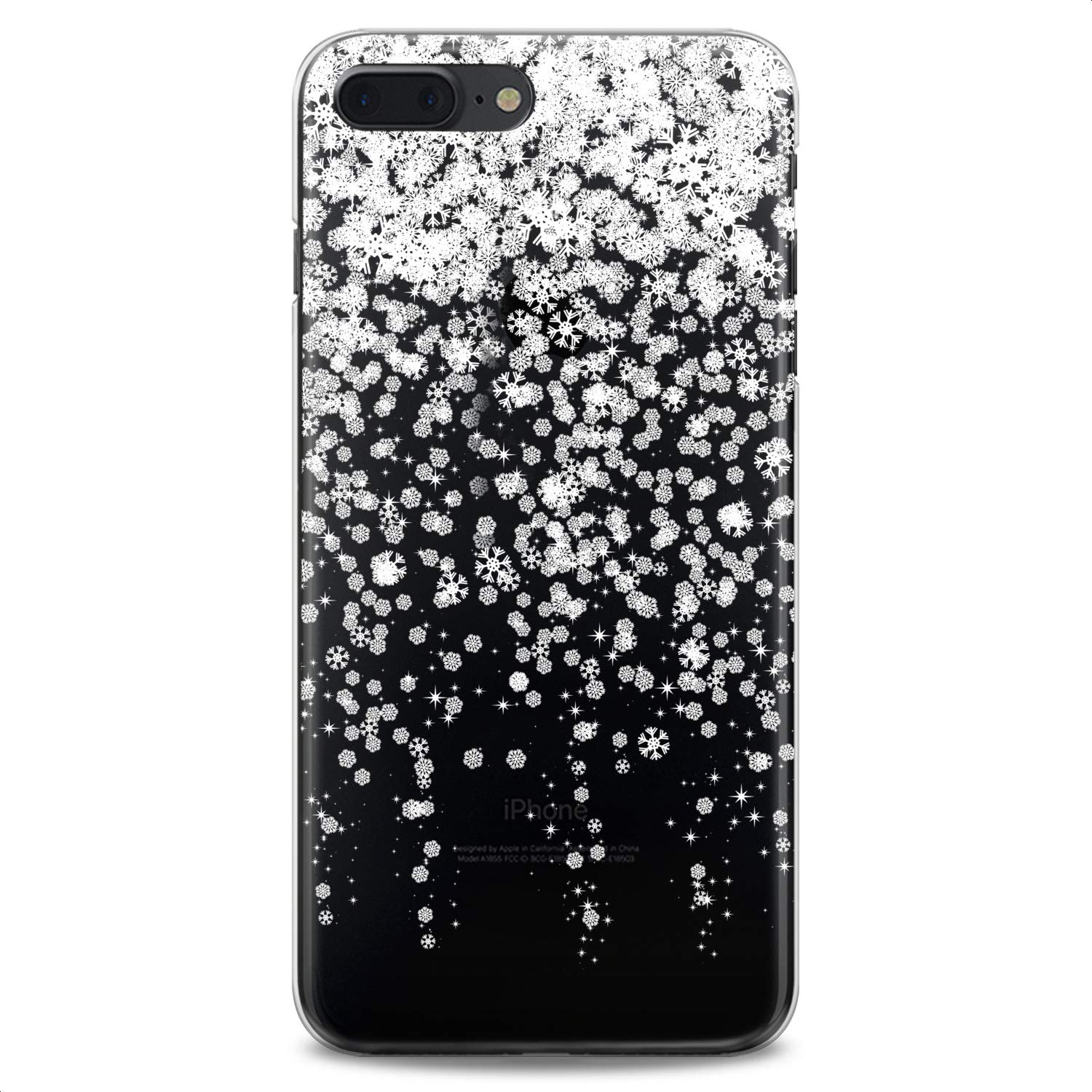 Premium TPU Phone Case for iPhone 16/15/14/13/12/11 Pro Max/Plus/Mini/XS/XR/X/8/7/6/SE - Flexible Silicone Protective Cover with Winter Snowflake & Star Design in Frost White - Perfect for Everyday Use, Office & Holiday Gifting