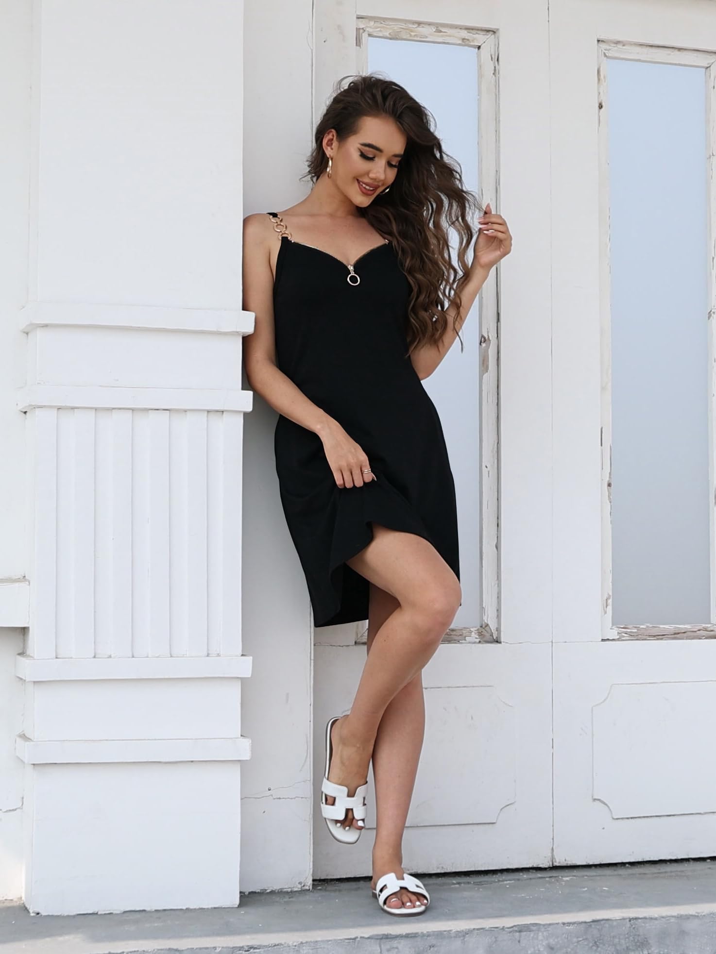 ETCYY Women's Summer Dresses 2025 - Casual Sleeveless V-Neck Loose Cover Up Beach Sundress with Pockets | Flowy Dress for Vacation, Pool Party & Outdoor Activities