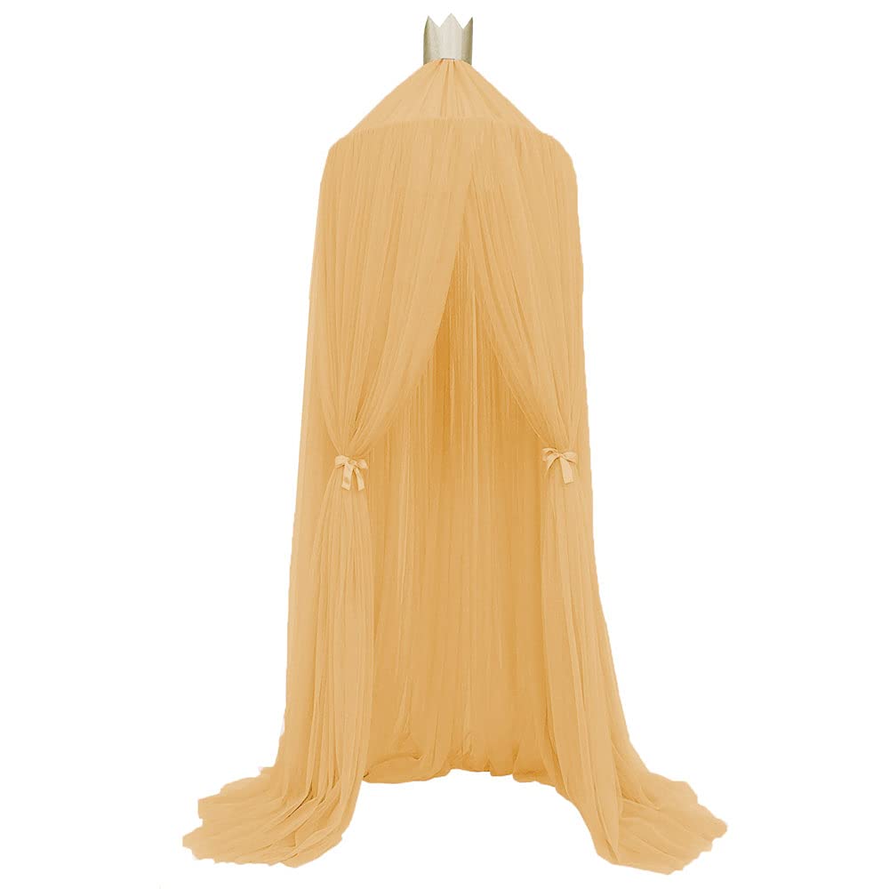 Nature Garten Princess Gazebo Baby Mosquito Net - Gold Crown Canopy for Crib & Cot Protection | Elegant Nursery Decor for Newborn Safety & Sweet Dreams