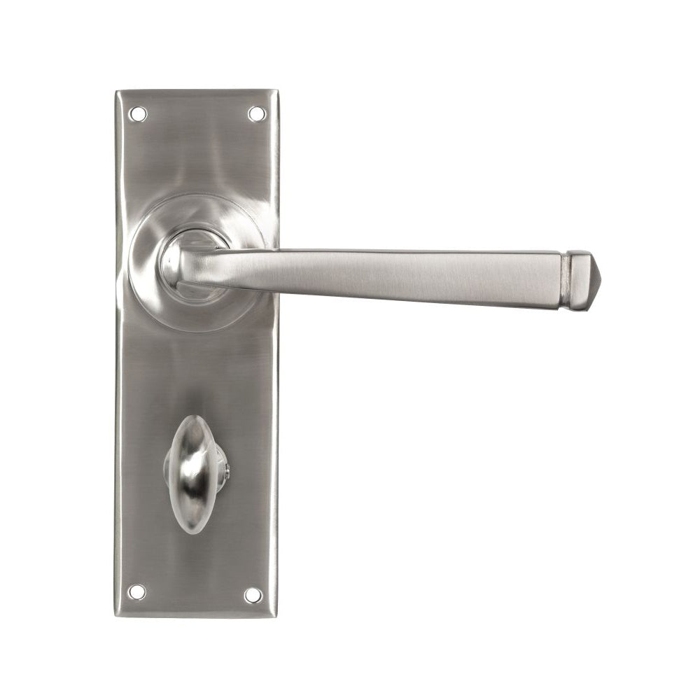 Stainless Steel Satin Finish Avon Lever Door Handles with Bathroom Lock - Perfect for Bathroom, Bedroom & Interior Doors