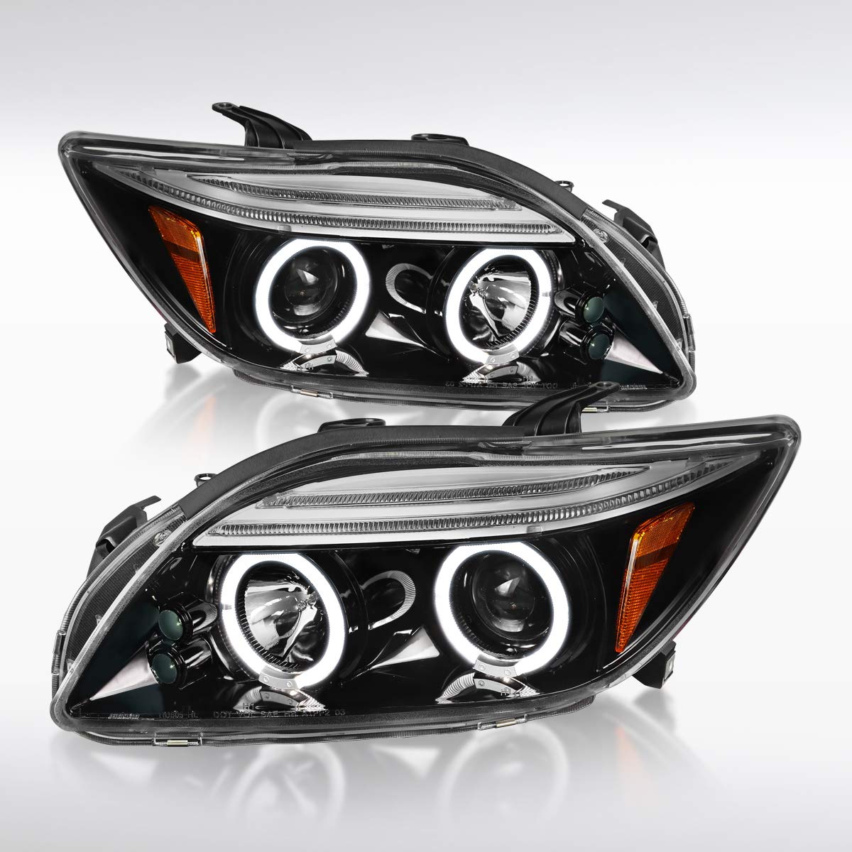 AUTOZENSATION Black Projector Headlights with LED Lamps - Compatible with 2005-2010 Scion TC - Left & Right Pair Headlamp - Upgrade for Night Driving & Enhanced Visibility