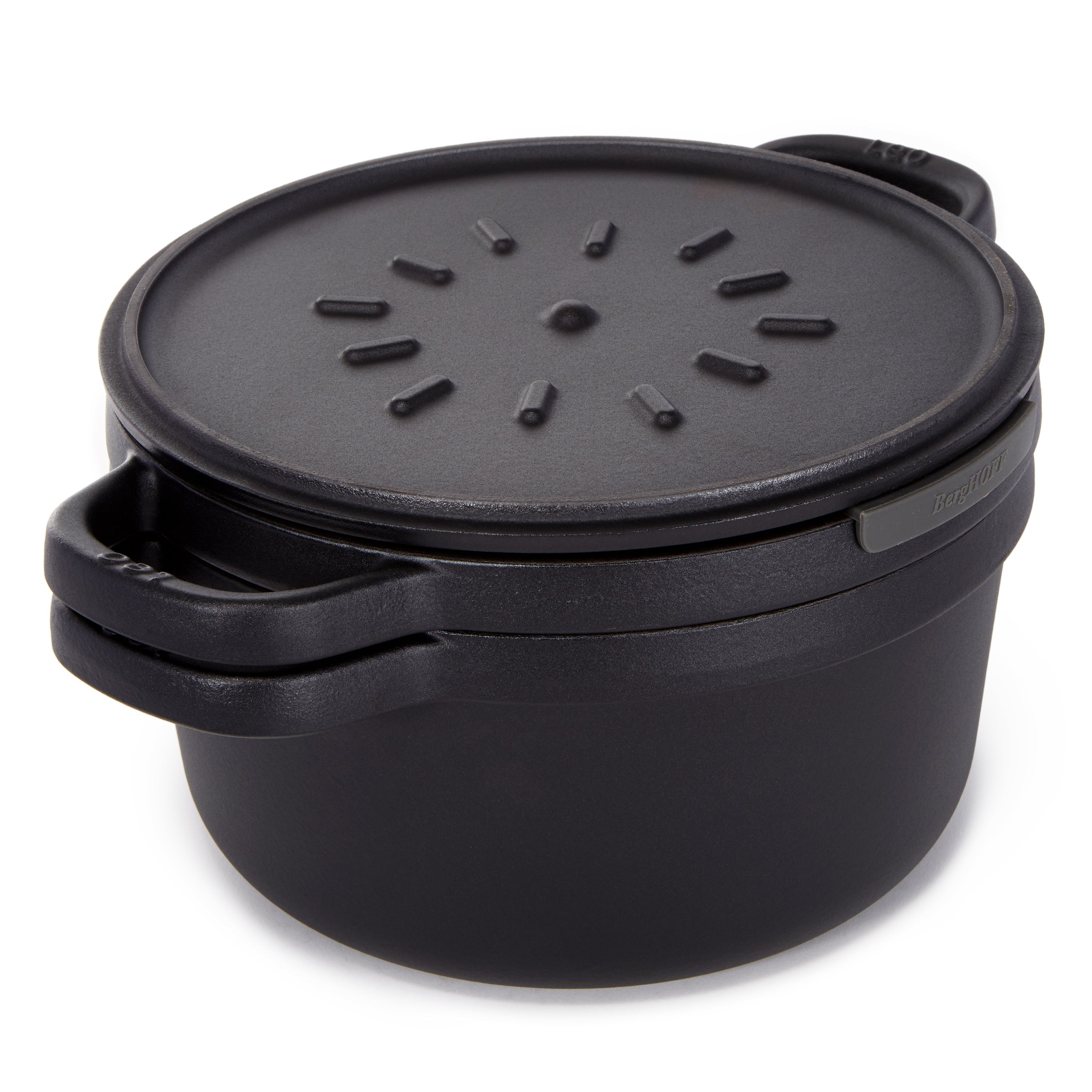 BergHOFF Leo Graphite 3-Piece Enameled Cast Iron Cookware Set - Dutch Oven, Saucepan & Skillet for Baking, Braising & Searing - Perfect for Stovetop, Oven & Outdoor Cooking
