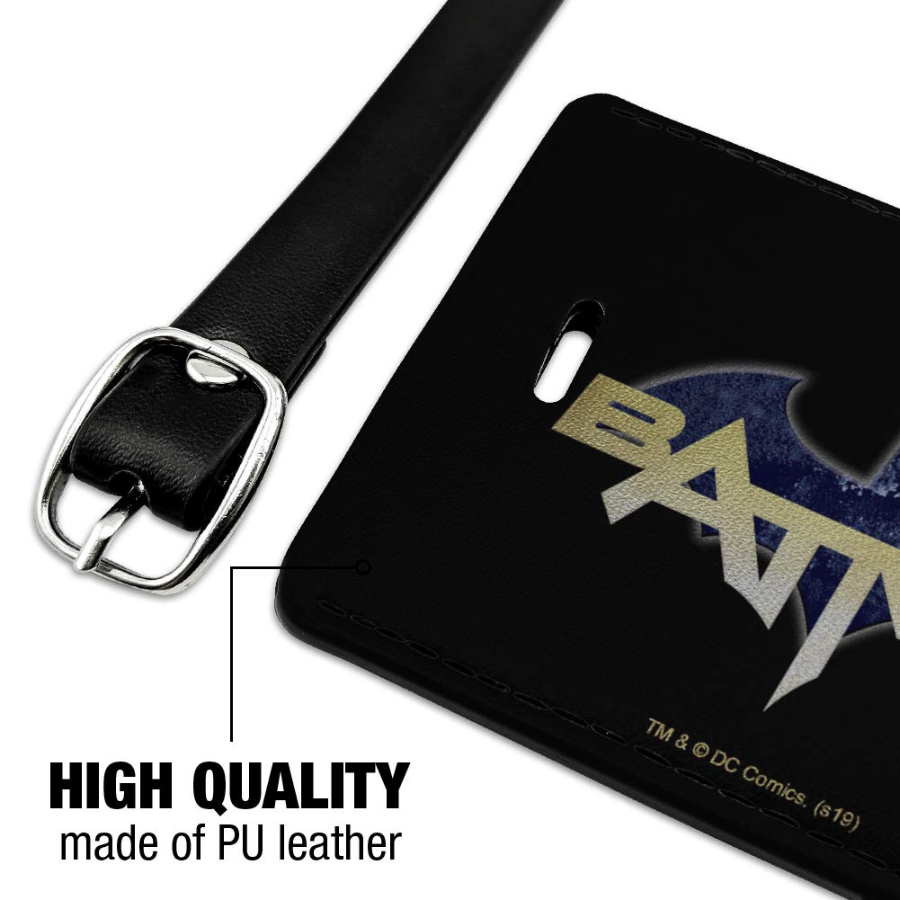 Batman Logo Leather Luggage Tag - Rectangle Suitcase ID Tag for Carry-On Bags - Perfect for Travel, Business Trips & Superhero Fans