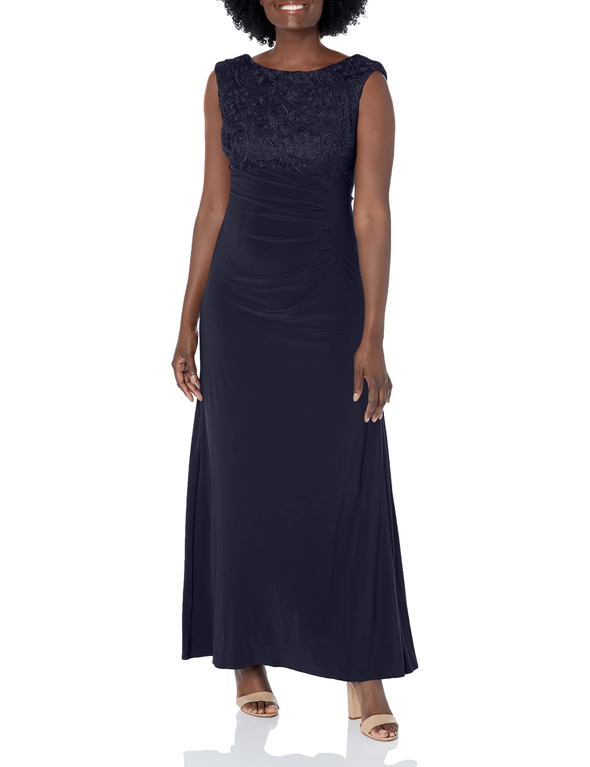 Alex Evenings Women's Long Cowl Back Mother of The Bride Dress - Elegant Formal Evening Gown for Weddings, Parties & Special Occasions (Petite/Regular Sizes) - Perfect for Wedding Guest, Cocktail Party & Black Tie Events