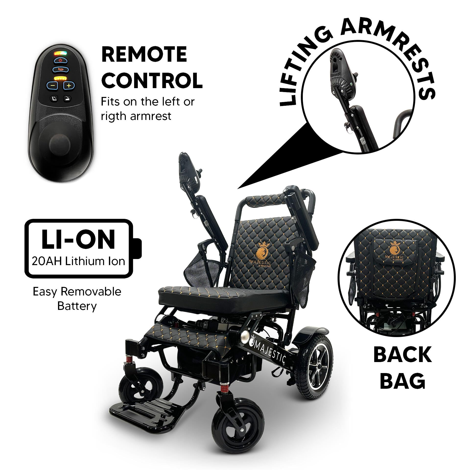 Majestic IQ-7000 Auto Folding Electric Wheelchair for Adults - Lightweight Mobility Scooter with 19 Miles Range - Compact Power Chair for Seniors & Disabled - Perfect for Indoor/Outdoor Use, Travel & Daily Activities