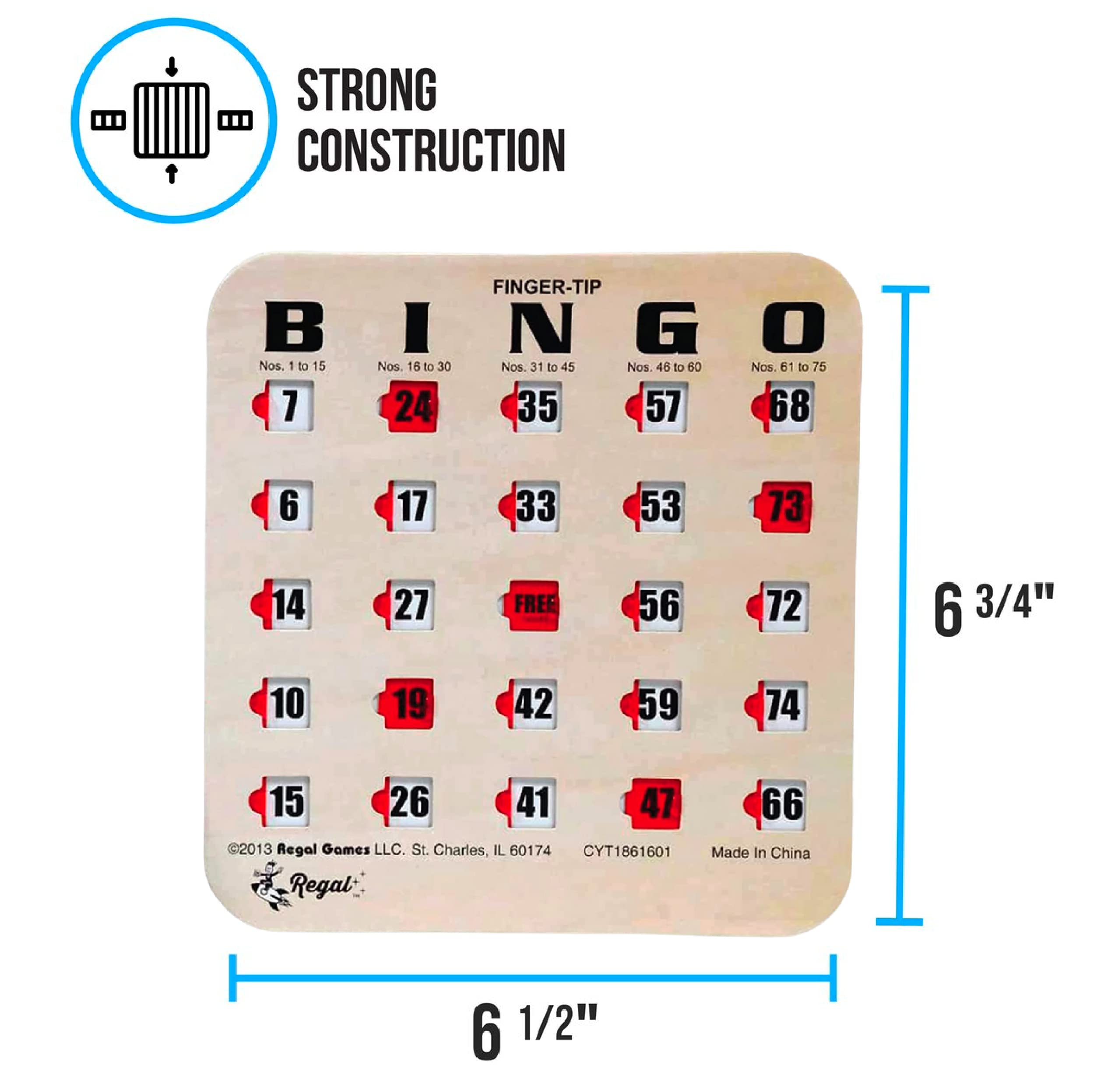 Regal Bingo Bulk Bingo Cards with Sliding Windows - Reusable Large Print Bingo Game Cards for Adults & Large Groups (10-Pack, Woodgrain Design) - Perfect for Parties, Fundraisers, Senior Activities & Family Game Nights