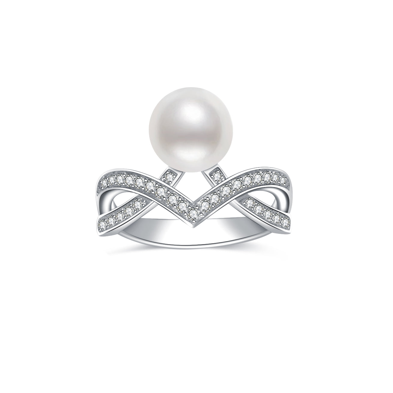 18K Solid Gold Diamond Akoya Hanadama Pearl Ring KR00042 | Luxury Pearl Jewelry for Women | Perfect for Weddings, Anniversaries & Special Occasions