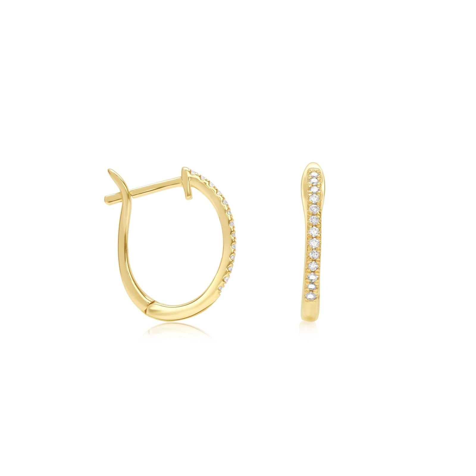 14K Yellow Gold Diamond Hoop Earrings for Women - Elegant Dainty Everyday Hoops for Gifts, Parties & Special Occasions