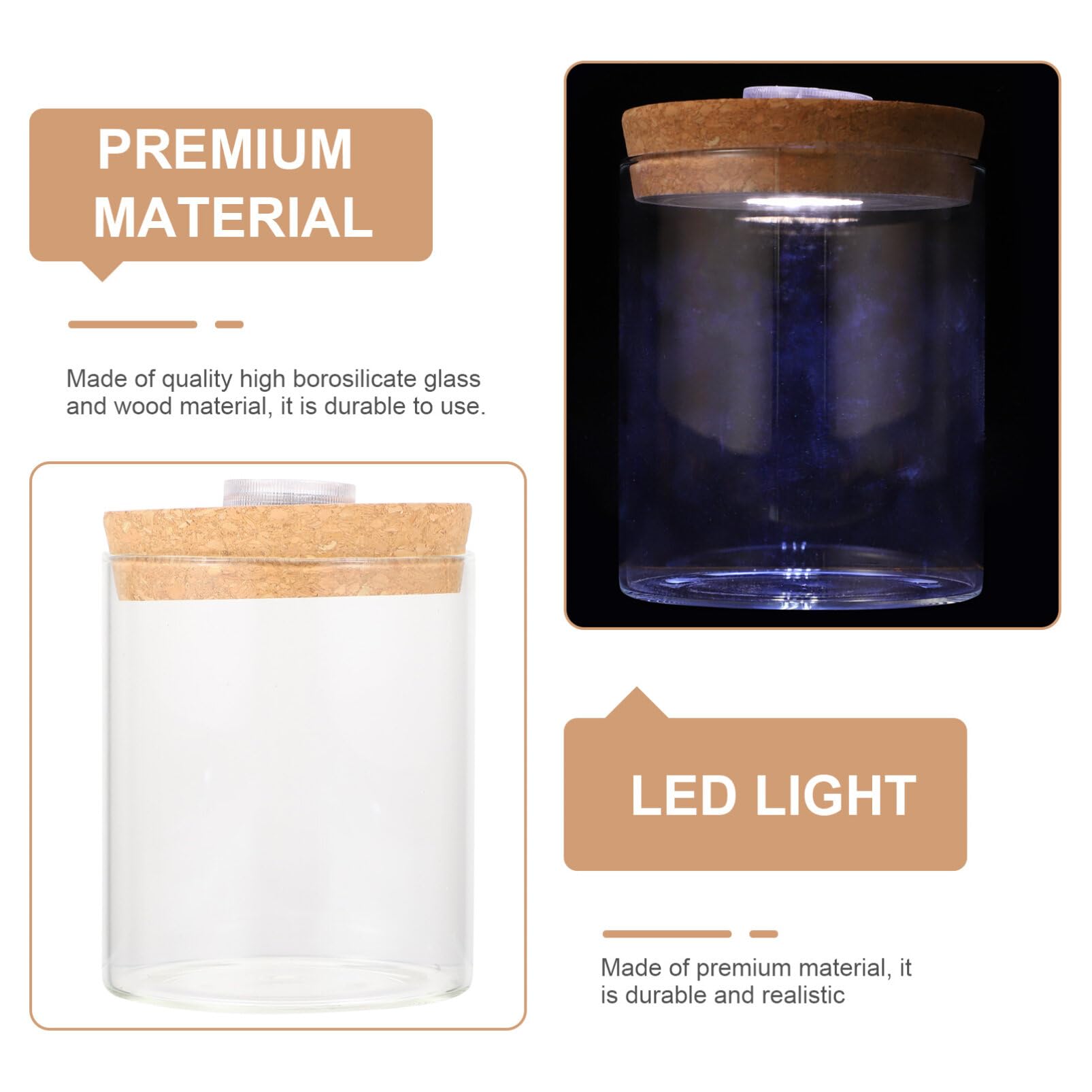 Mipcase LED Glass Terrarium Planter - Tabletop Glass Bottle Jar for Houseplants, Succulents & Air Plants - Perfect for Home, Office & Indoor Garden Decor
