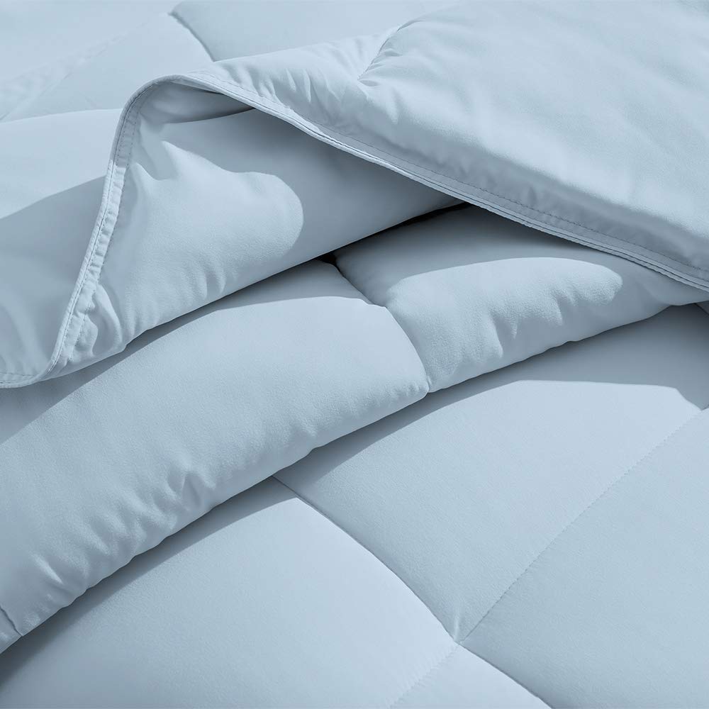Premium Egyptian Cotton Quilted Comforter Set - 300 GSM Down Alternative Microfiber Fill Duvet Insert - 5 Piece King/Cal King Bedding Set (Light Blue) for Luxurious Hotel-Style Bedroom Decor