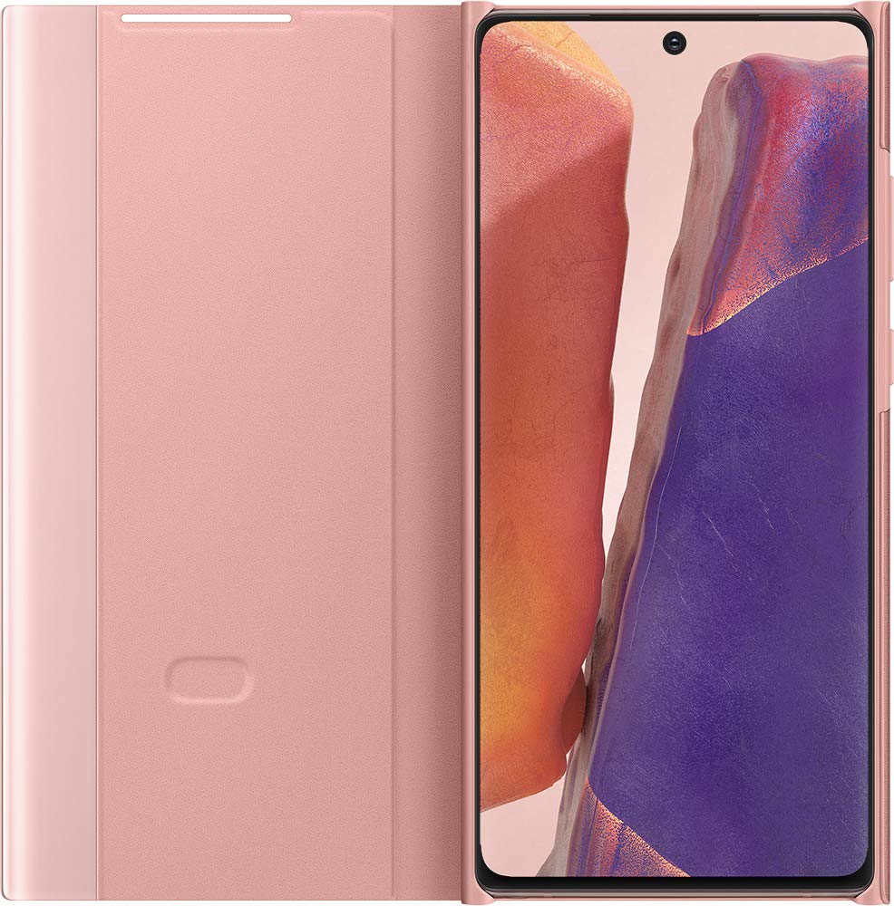 Samsung Galaxy Note 20 Clear View Cover Case - Rose Gold Protective Phone Case | Slim Design with Card Slot | Perfect for Work, Travel & Everyday Use