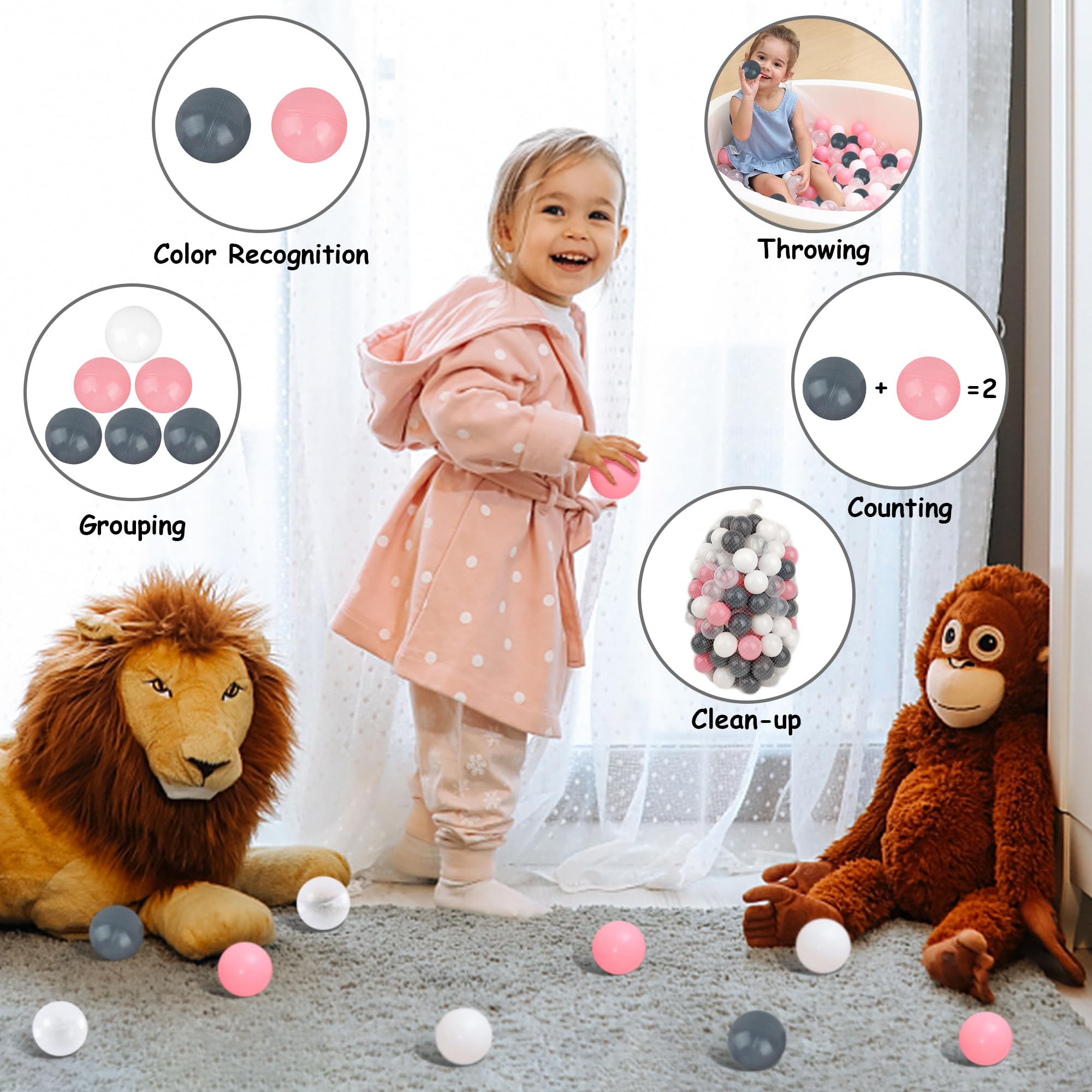 100-Piece BPA-Free Plastic Ball Pit Balls for Toddlers & Kids - 2.16