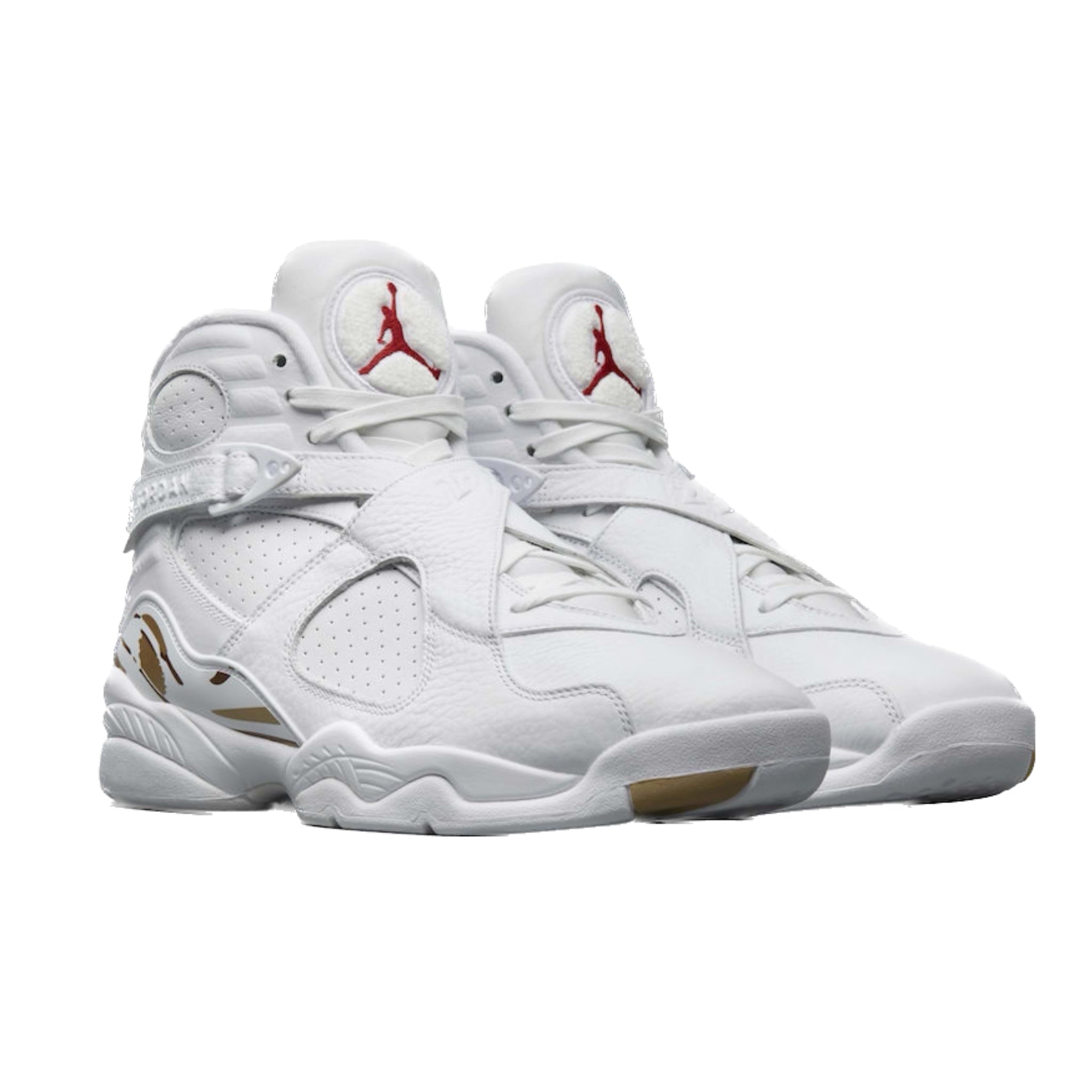Air Jordan 8 Retro OVO Sneakers - White, Blue, Metallic Gold & Varsity Red Colorway | Men's Basketball Shoes for Court Play & Streetwear Fashion