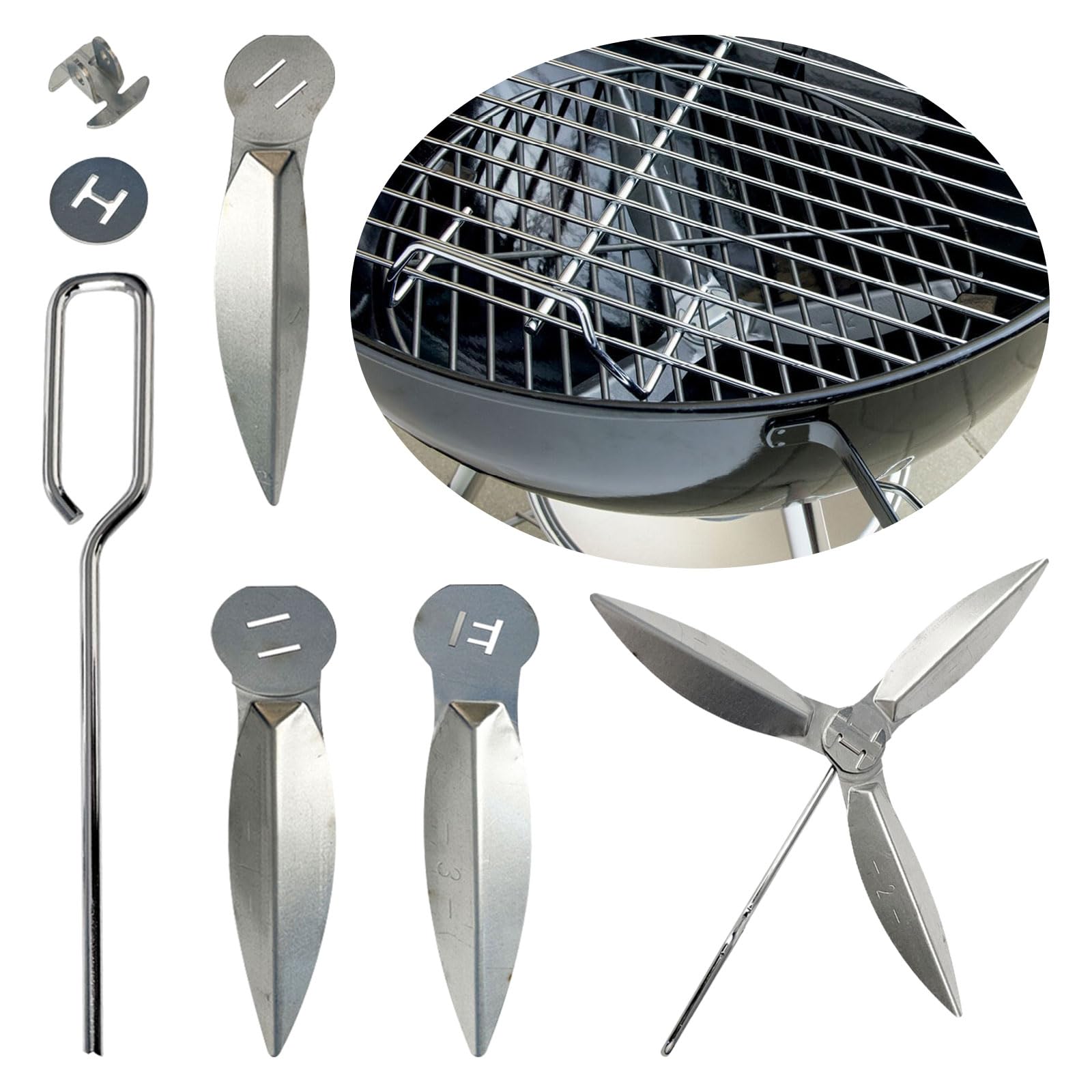 Weber One Touch 47cm BBQ Grill Cleaning Kit - Compatible with Weber 90992, 3618, 7443, 307443, 307408, 90719 Charcoal Kettle Grills - Essential Grill Brush & Scraper Set for Outdoor Cooking & Backyard Barbecues