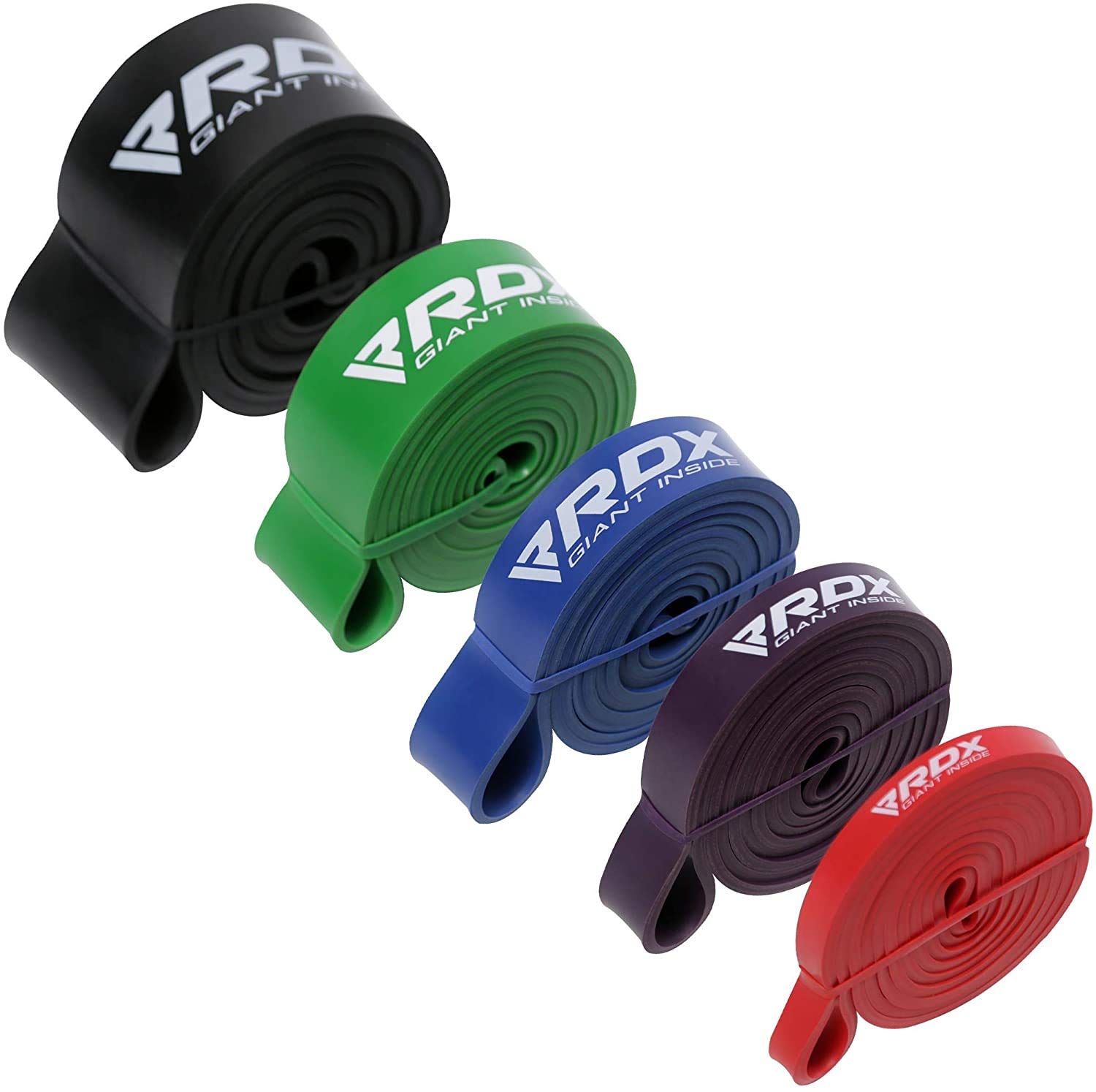 RDX 5-Level Resistance Bands Set - CPSIA, RoHS, REACH Certified - Natural Thick Latex Pull Up Assist Bands for Home Gym, Workout, Powerlifting, Yoga & Pilates - Perfect for Men & Women Fitness Training and Slimming Exercises (Ideal for Strength Training, Rehabilitation & Full-Body Workouts)