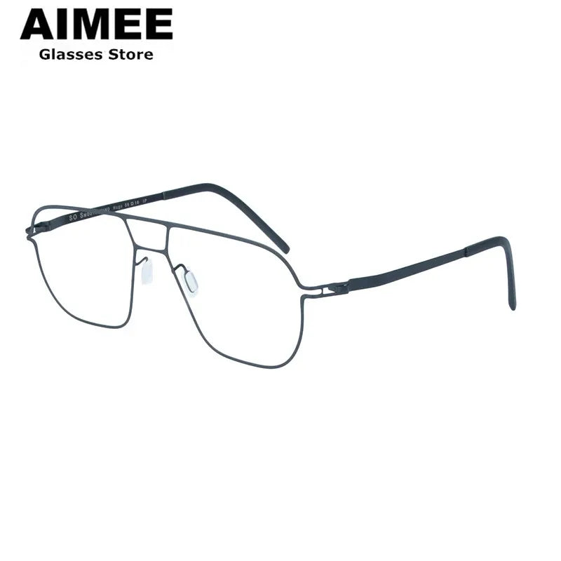 Aimee Unisex Full Rim Big Square Stainless Steel Eyeglasses Frame 8217 - Trendy & Durable for Work, Reading, and Fashion