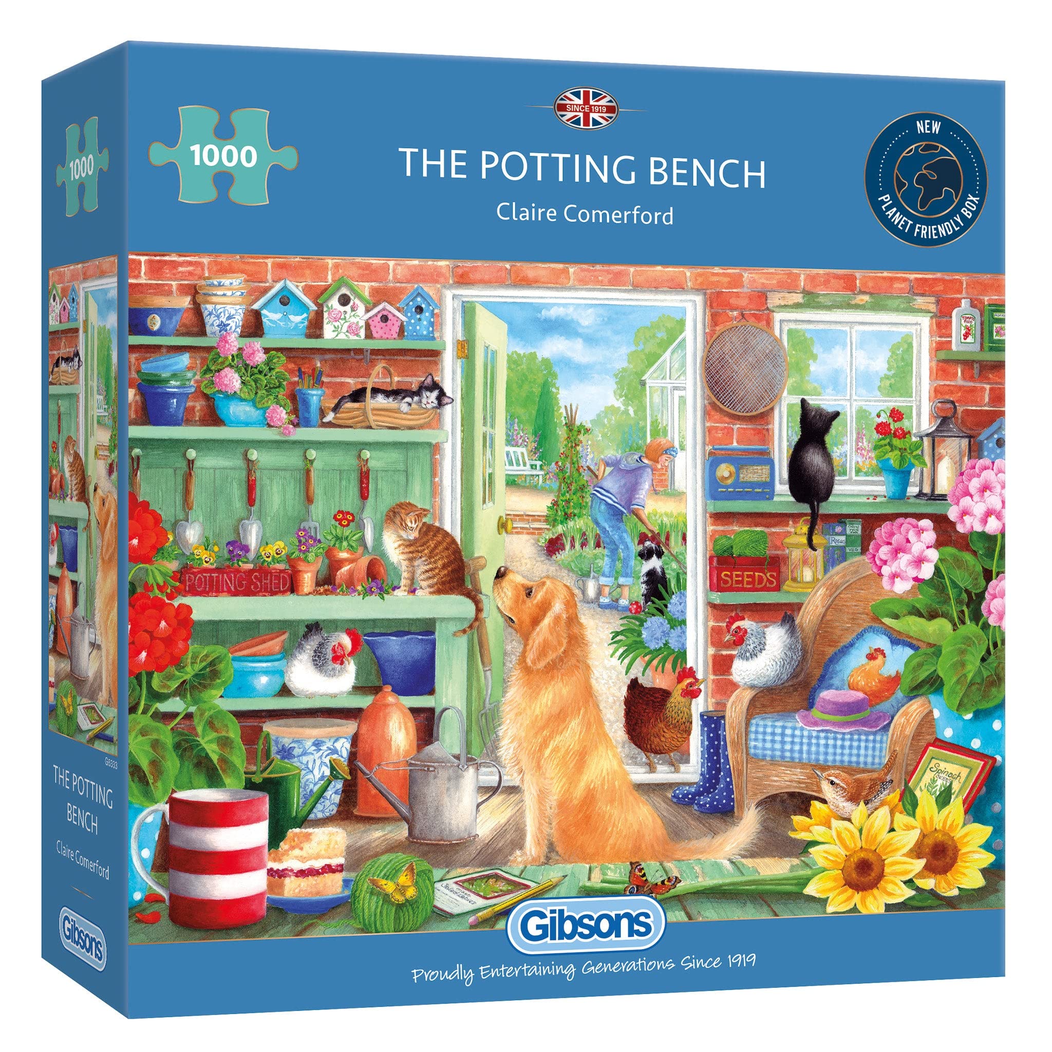 The Potting Bench Illustrated by Claire Comerford - 1000 Piece Jigsaw Puzzle for Adults & Teens - Gibsons Puzzle (GIBG6333) - Perfect for Family Game Nights & Relaxation