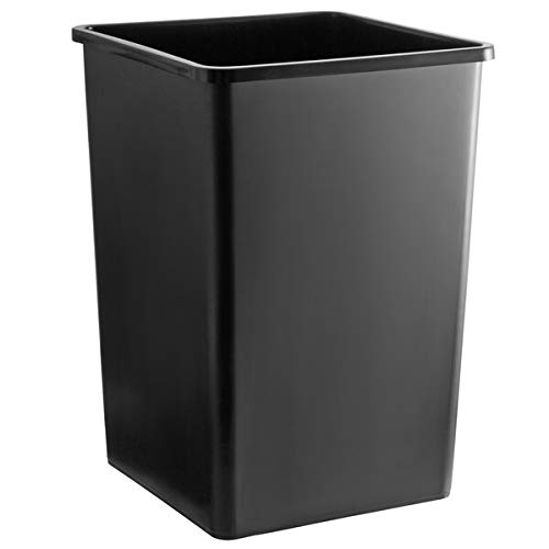 PRO&Family 140 Qt. / 35 Gallon / 132 Liter Heavy-Duty Black Square Trash Can with Swing Lid - Includes Trash Bag - Large Kitchen Garbage Bin, Waste Basket, Recycling Container for Home, Office, Restaurant, and Outdoor Use