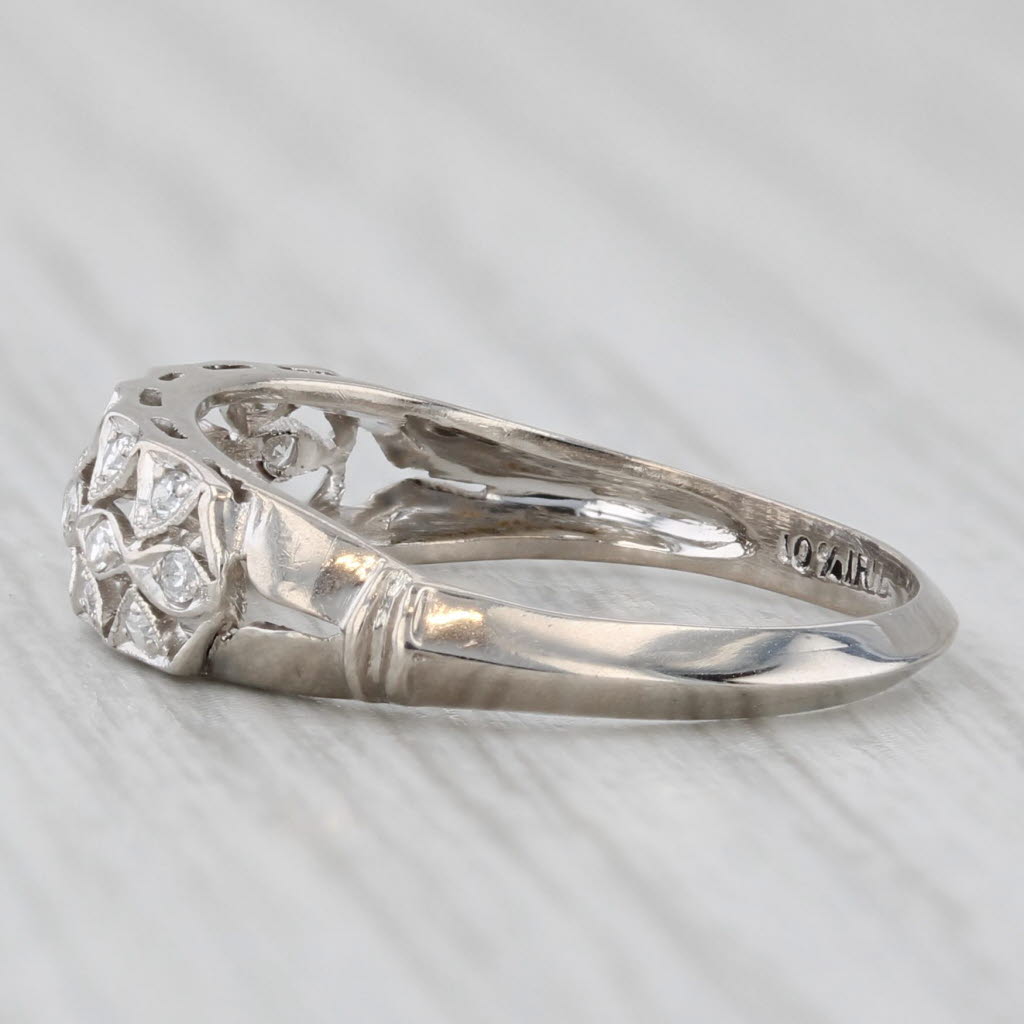 0.10ctw Diamond Openwork Ring - 900 Platinum Size 5 Wedding Band - Stackable Rings for Women - Perfect for Bridal Sets, Anniversary Gifts & Everyday Elegance
