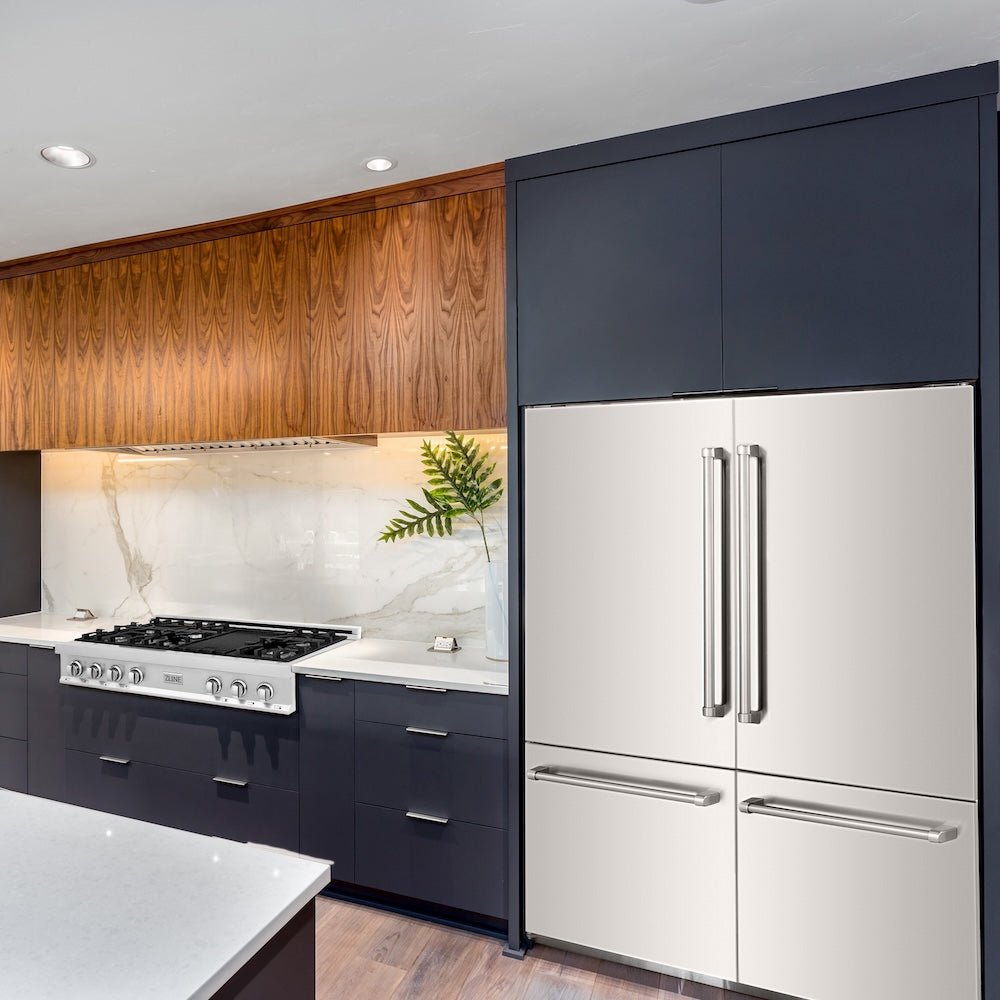 ZLINE 60 Inch 32.2 Cu Ft French Door Built-In Bottom Freezer Refrigerator with Water Dispenser & Ice Maker - Stainless Steel Exterior & Graphite Gray Interior (GRBIV 304 60) | Perfect for Modern Kitchens & Open-Concept Homes