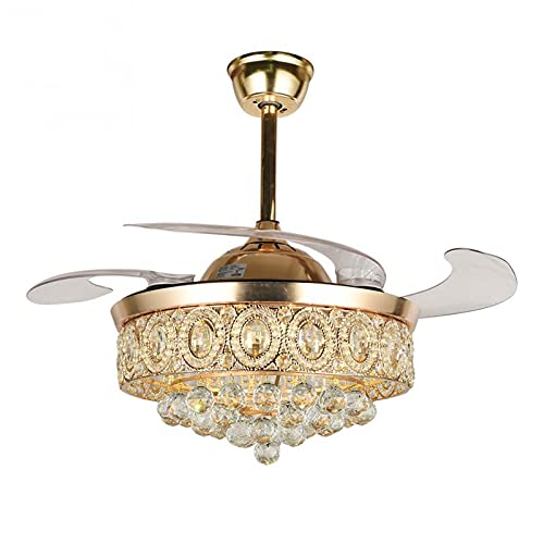 42 Inch Crystal Ceiling Fan with Light and Remote Control - 3 Speed Settings & 3 Color Temperatures - Ultra Quiet Chandelier Fan for Bedroom, Living Room, Dining Room - Energy Efficient Gold Finish (Perfect for Home Decor & Air Circulation)