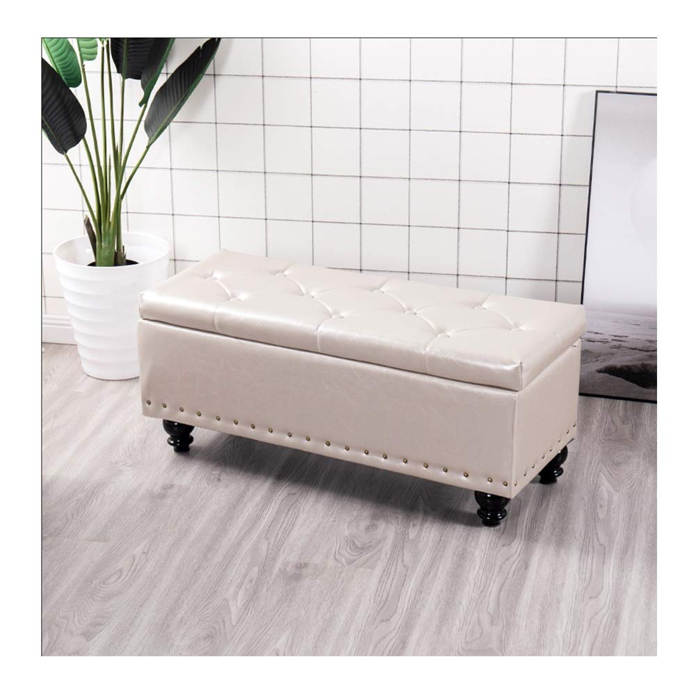 Foldable Storage Ottoman Bench with Removable Lid - Waterproof Upholstered Foot Stool & Storage Cube for Living Room, Bedroom, or Nursery - Easy to Clean Multi-Purpose Seat & Storage Box