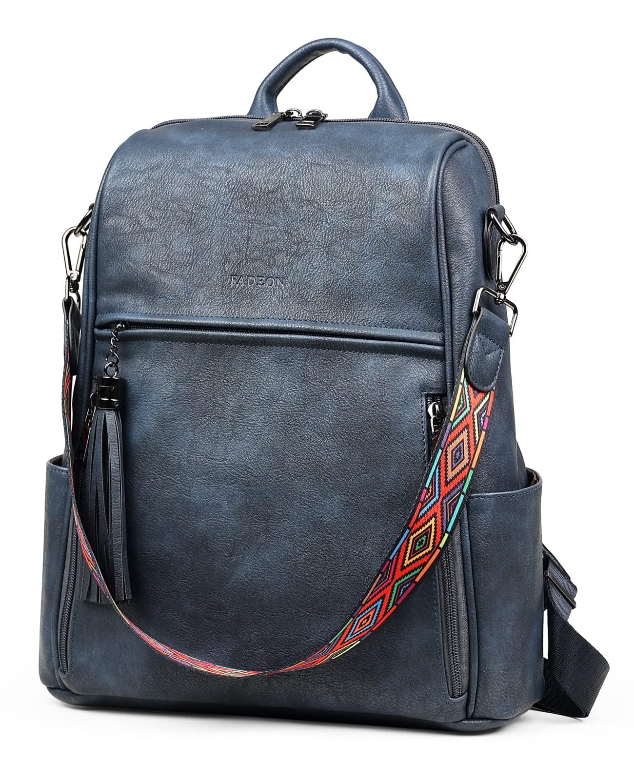 FADEON Women's Leather Backpack Purse - Fashion PU Shoulder Bag with Tassel for Travel & Work
