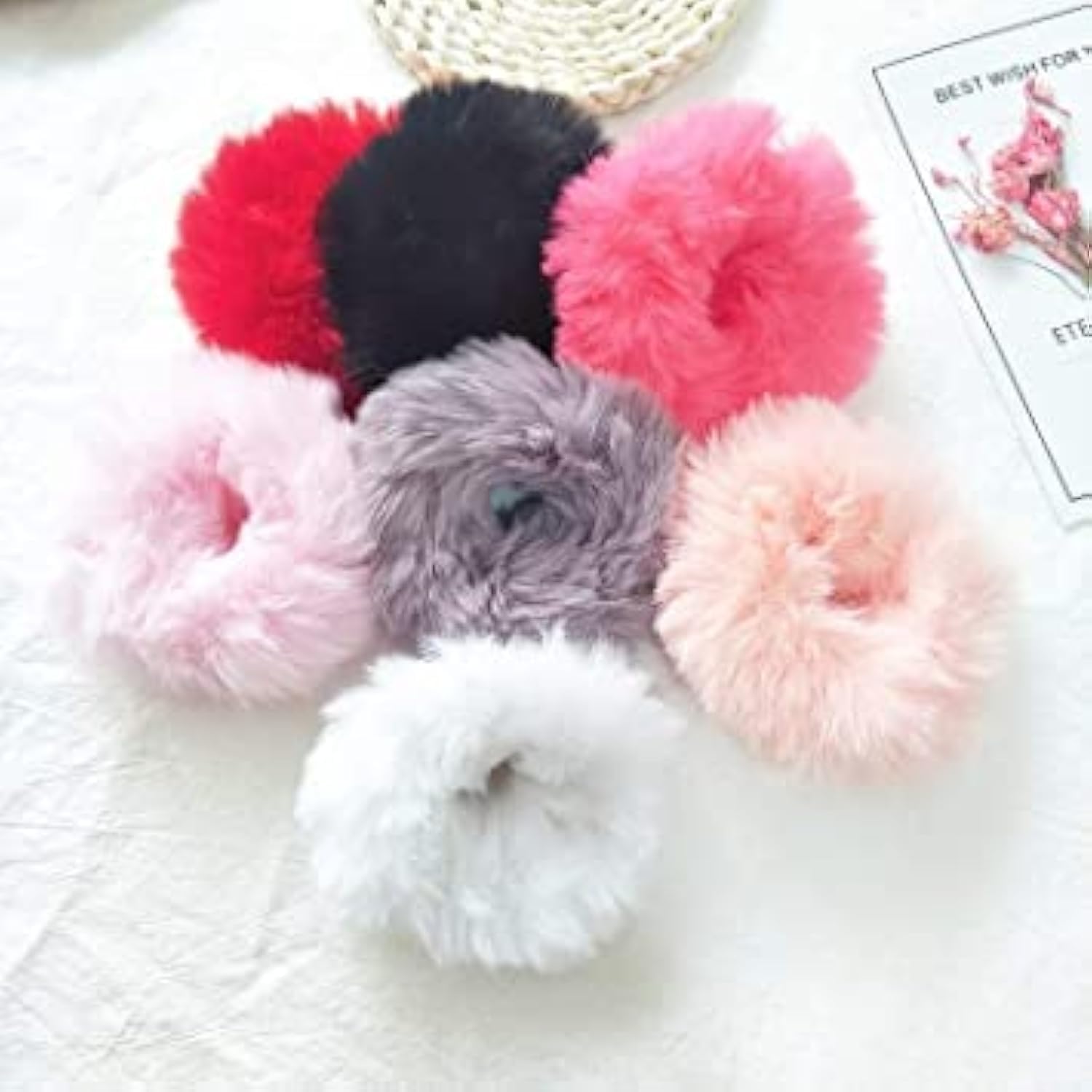 Luxury Starvis Faux Fur Scrunchies - Soft Pastel Hair Bands for Women & Girls (6-Pack, Multicolor) | Perfect for Ponytails, Buns & Everyday Hair Accessories | Great Gift Idea