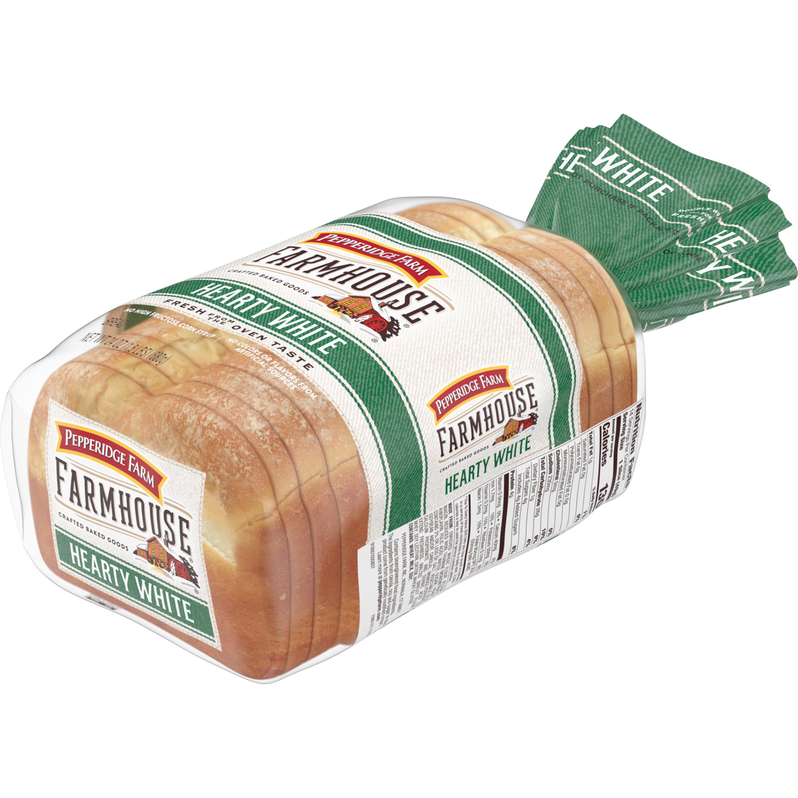 Pepperidge Farm Farmhouse Hearty White Bread - 24 Oz Loaf | Soft & Fresh Sandwich Bread for Breakfast, Lunch & Family Gatherings | Perfect for Toast, Sandwiches & French Toast